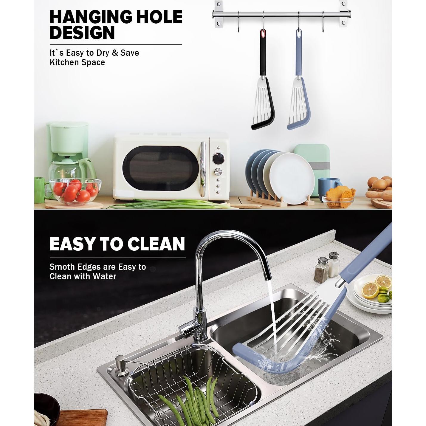 Juego de 2 espátulas de pescado DaiRen de silicona 33 cm