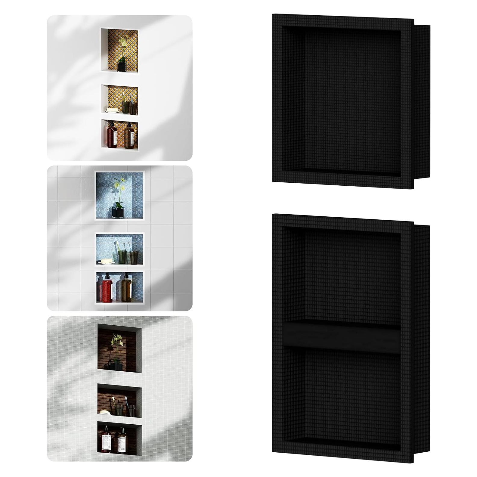 Nicho de Ducha Empotrado Greenspring 35.5x86.4cm Negro Mate