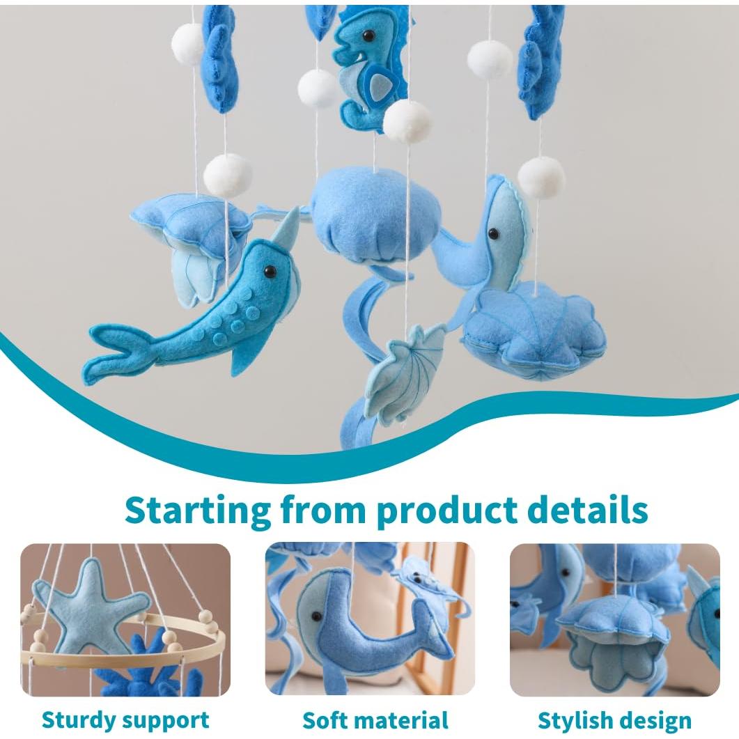 Móvil de Cuna GOODMOM Oceánico Ajustable en Fieltro - Ola Azul