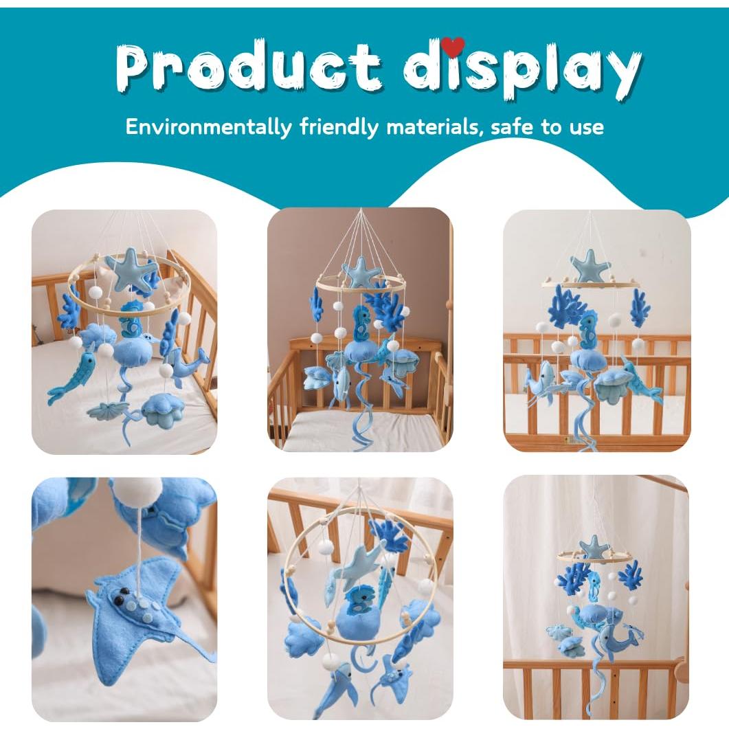 Móvil de Cuna GOODMOM Oceánico Ajustable en Fieltro - Ola Azul