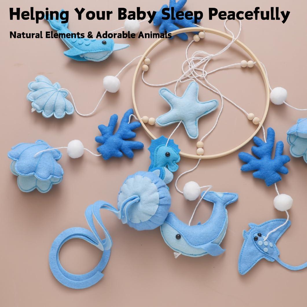 Móvil de Cuna GOODMOM Oceánico Ajustable en Fieltro - Ola Azul