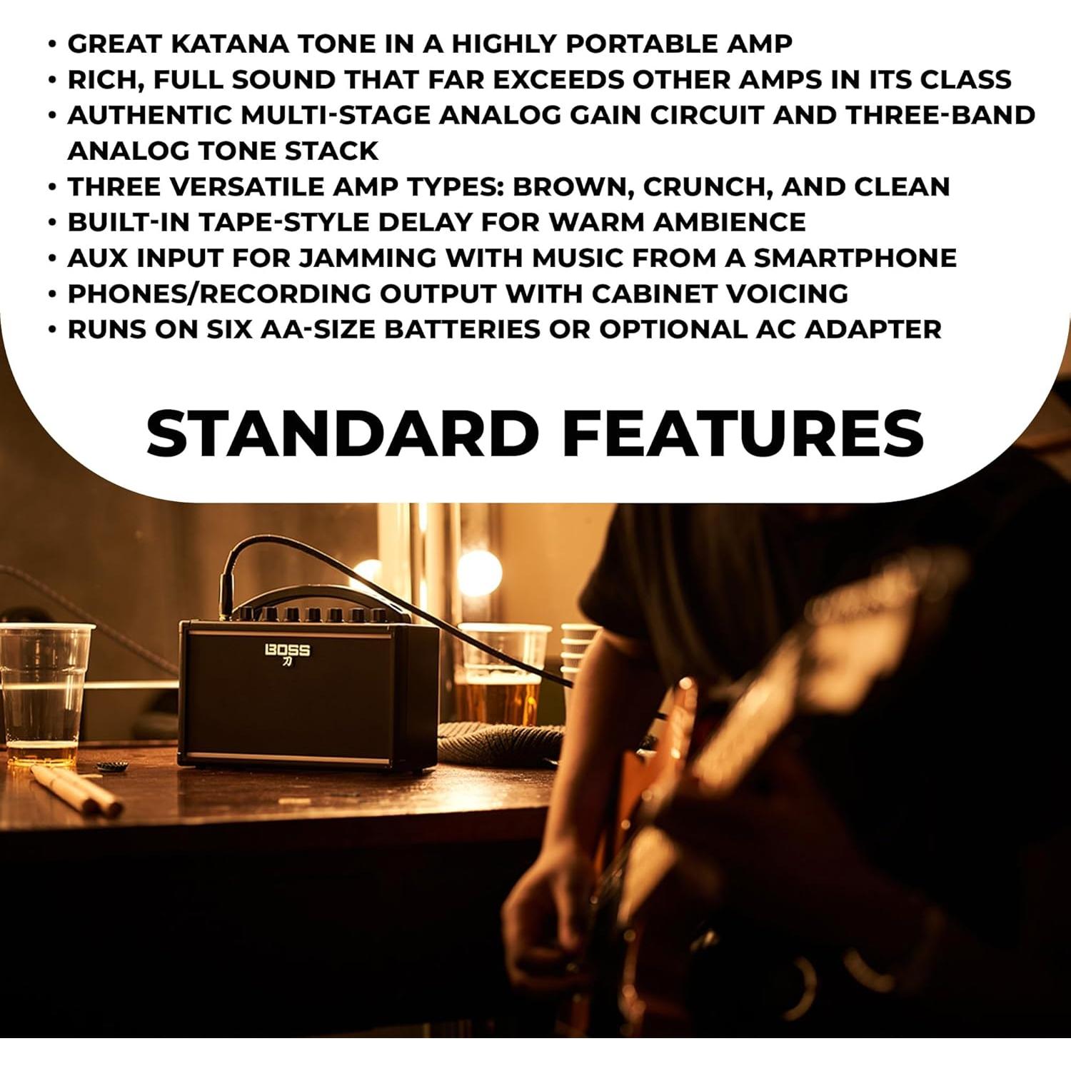 Amplificador de guitarra Boss Katana Mini 7W con cable y 3 pua