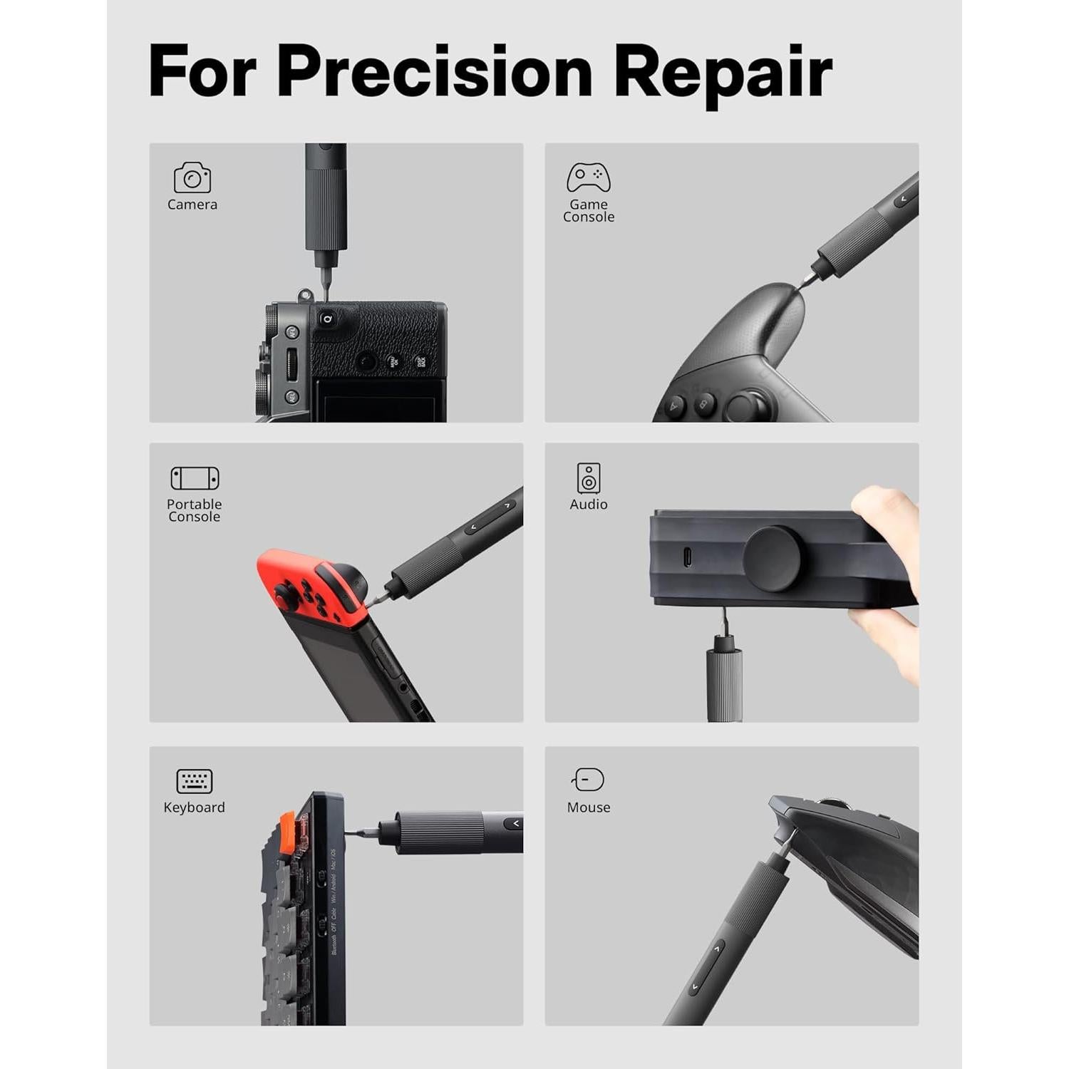 HOTO Destornillador Eléctrico 25 en 1 Recargable USB-C