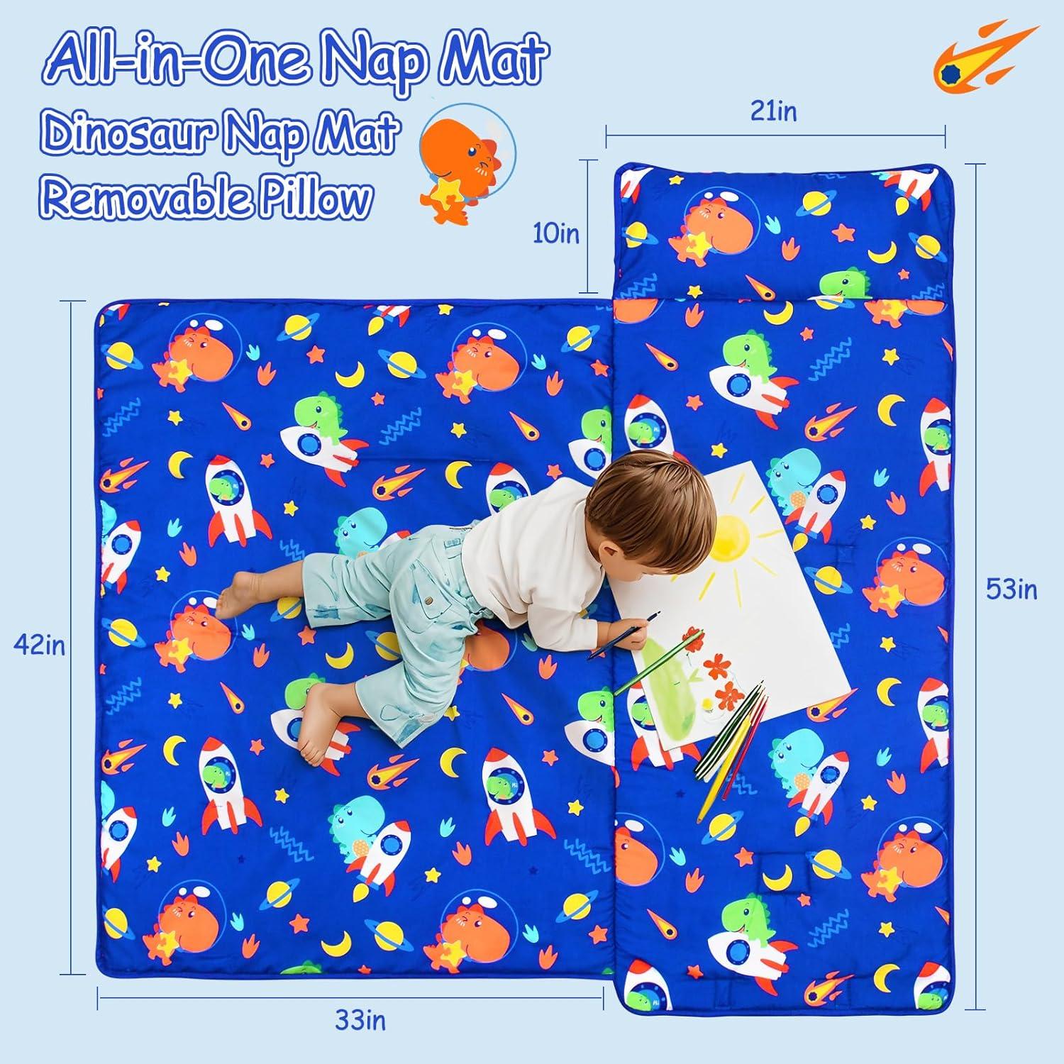 Mats de Siesta para Niños Dinosaurio 135x53cm con Almohada