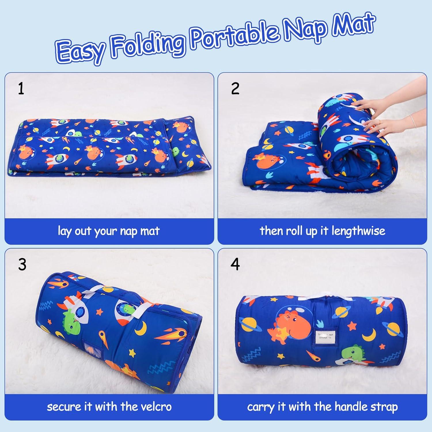 Mats de Siesta para Niños Dinosaurio 135x53cm con Almohada