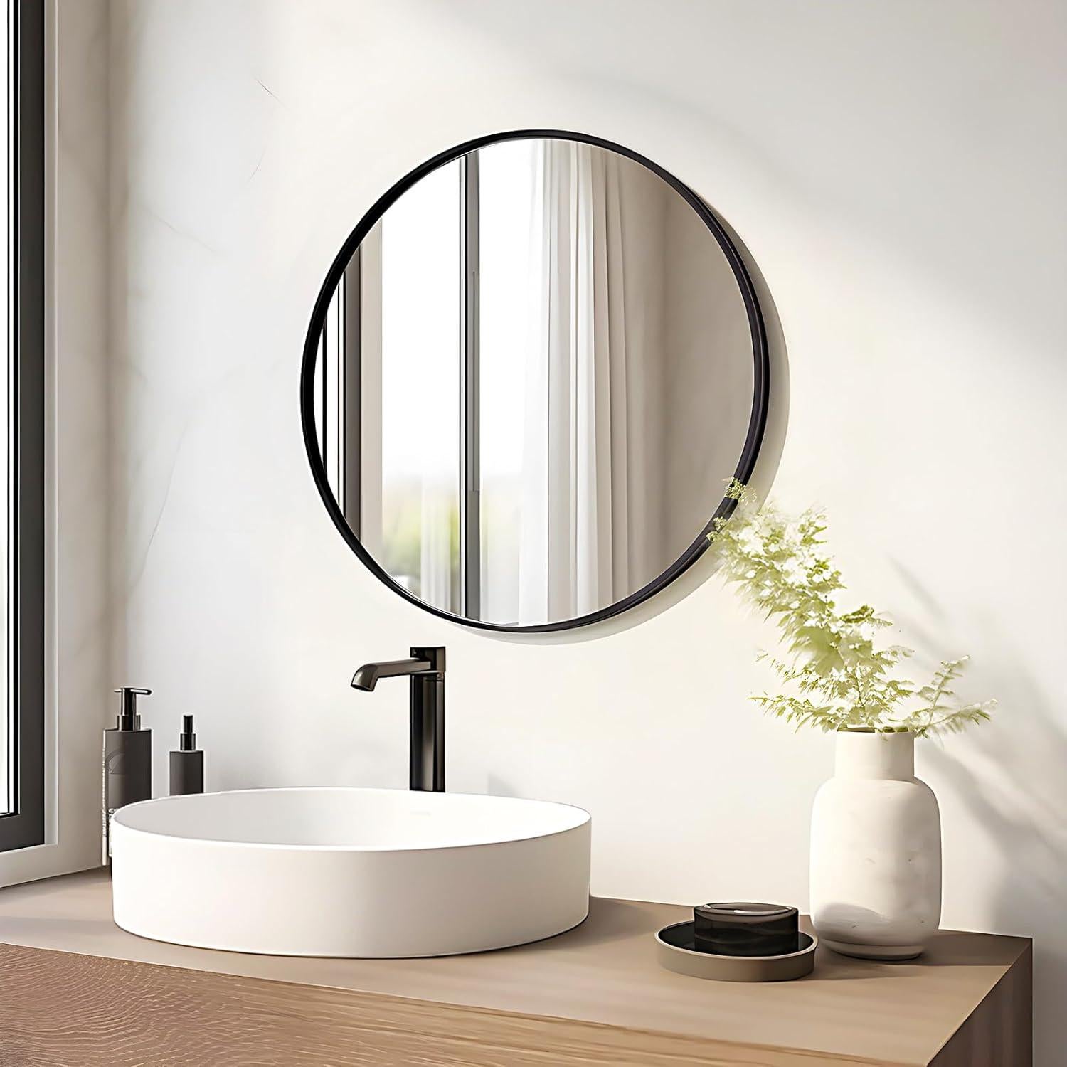 Espejo Circular Negro Fabuday 45.72 cm para Decoración de Pared