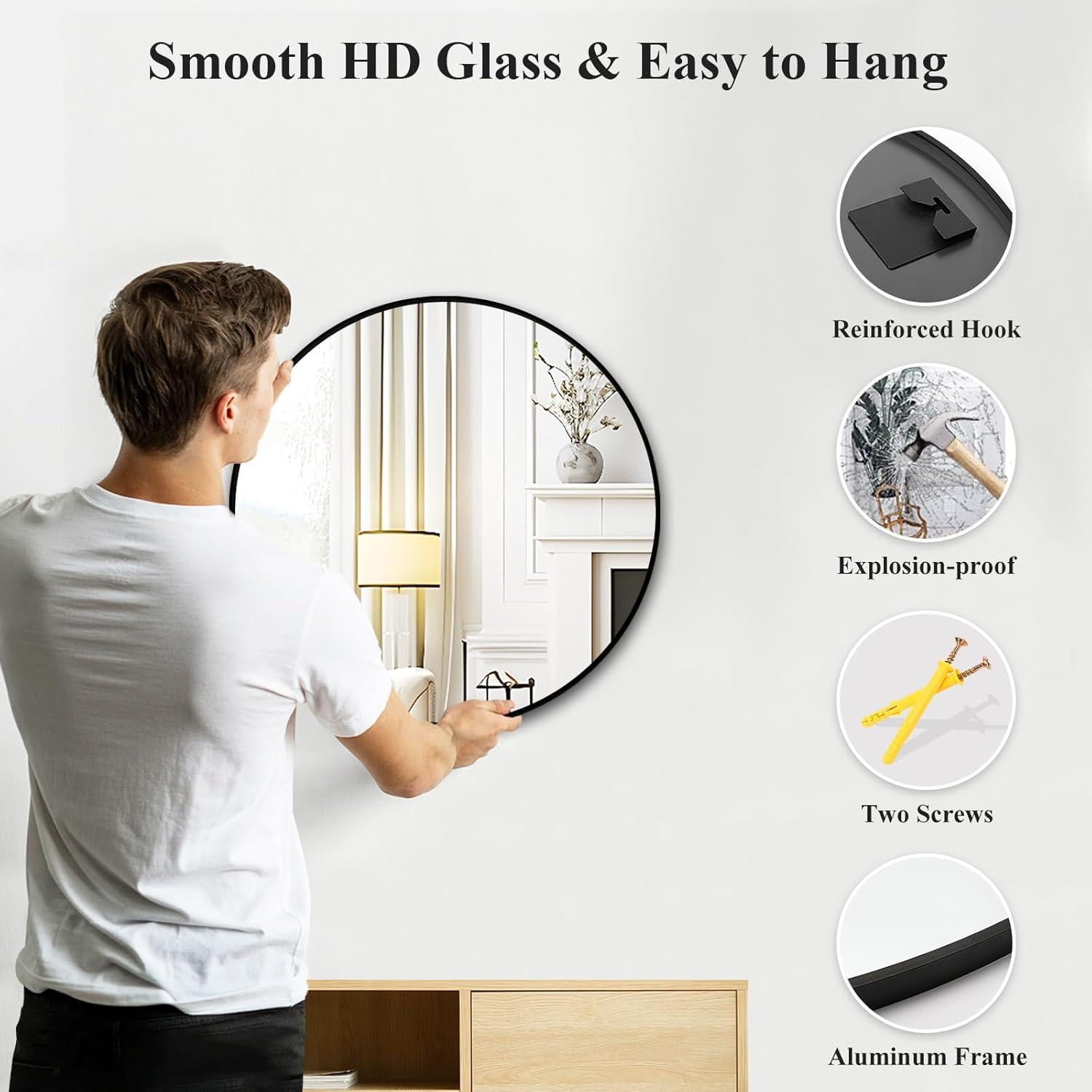 Espejo Circular Negro Fabuday 45.72 cm para Decoración de Pared