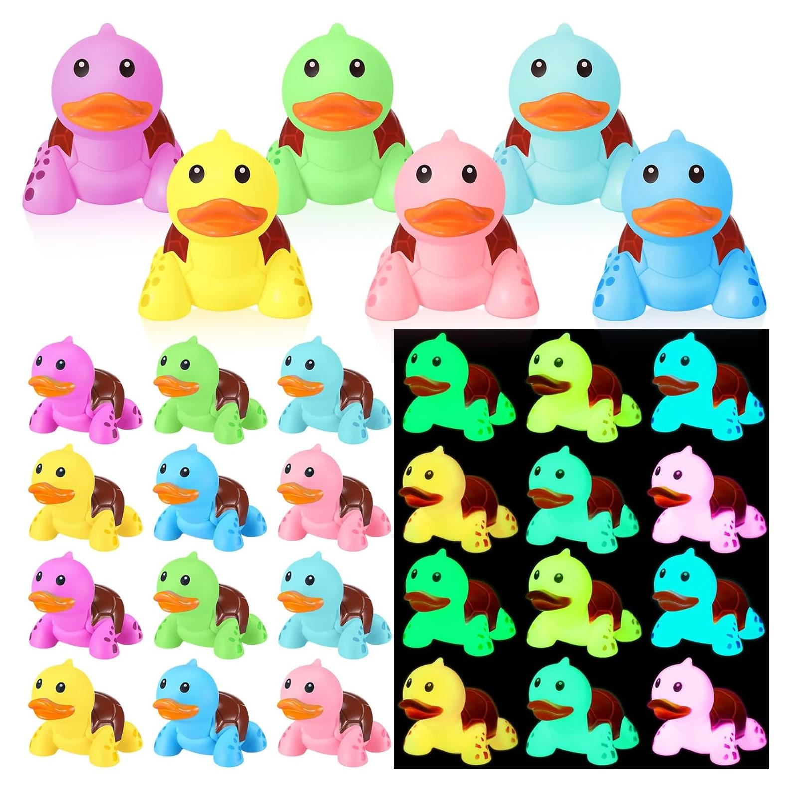 Juguetes de Goma Tortuga y Pato Brillantes HyDren - 24 Pcs