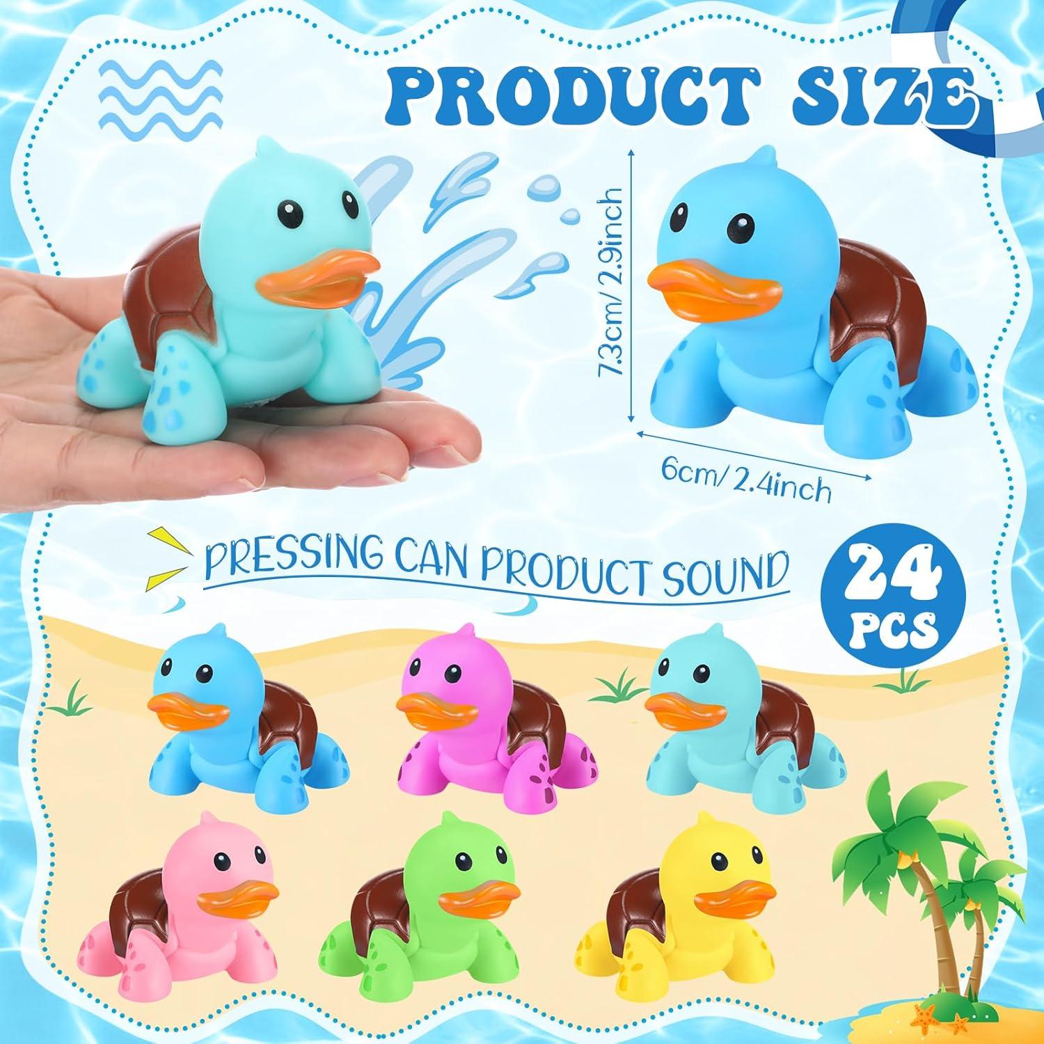 Juguetes de Goma Tortuga y Pato Brillantes HyDren - 24 Pcs