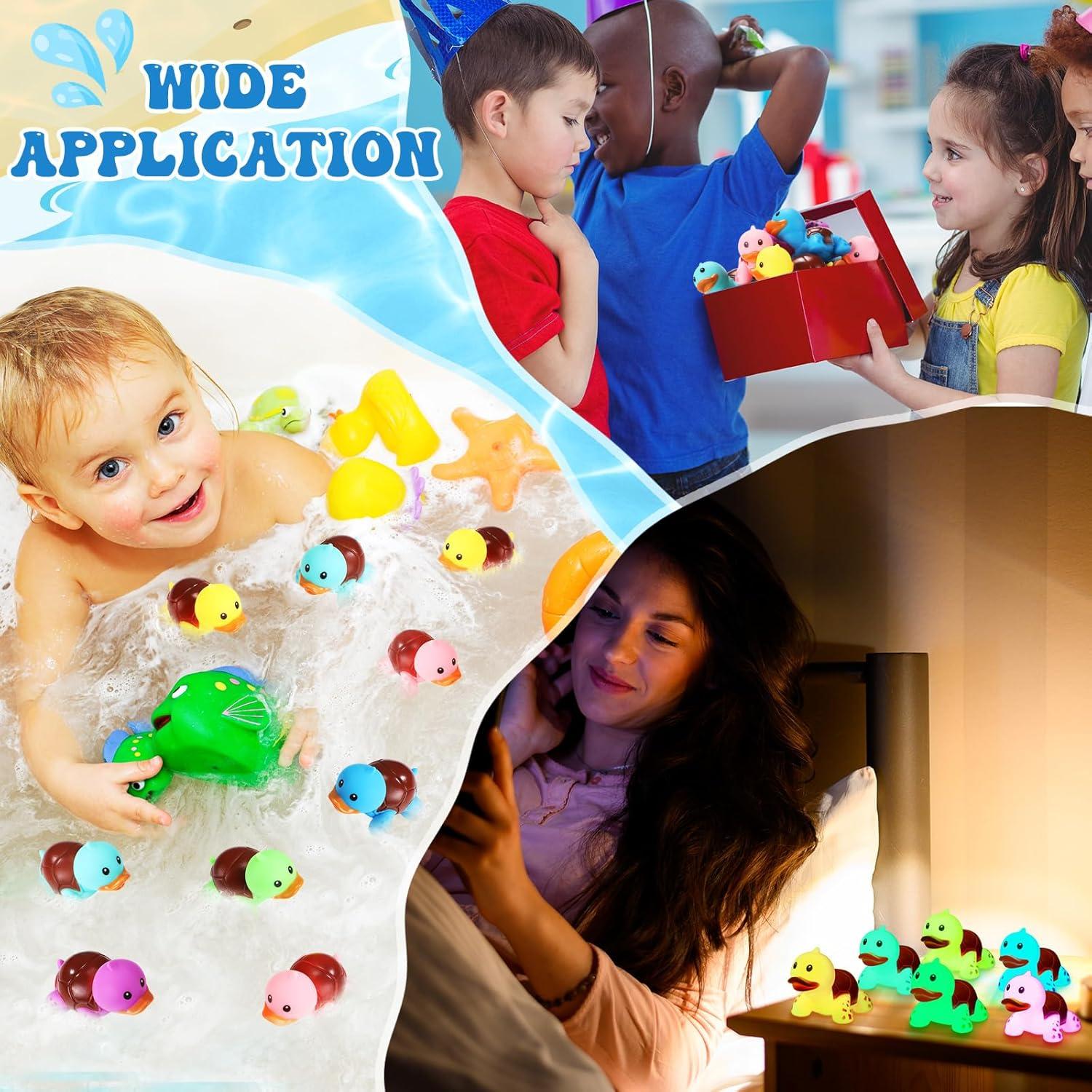 Juguetes de Goma Tortuga y Pato Brillantes HyDren - 24 Pcs