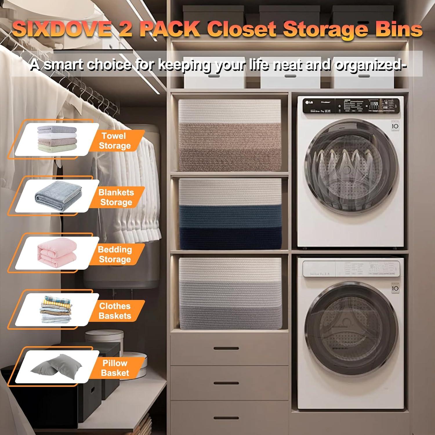 Cestas de Almacenamiento Tejidas SIXDOVE 42L 2 Unidades Azul