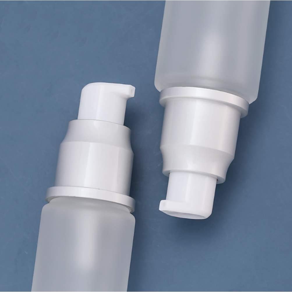 2PC Empty Glass Refillable Dispenser Pump Lotion Bottle White Frosted Cosmetic Pump Bottle Containers For Skin Care Cream Liquid Essential Oil (100ML/3.4oz)