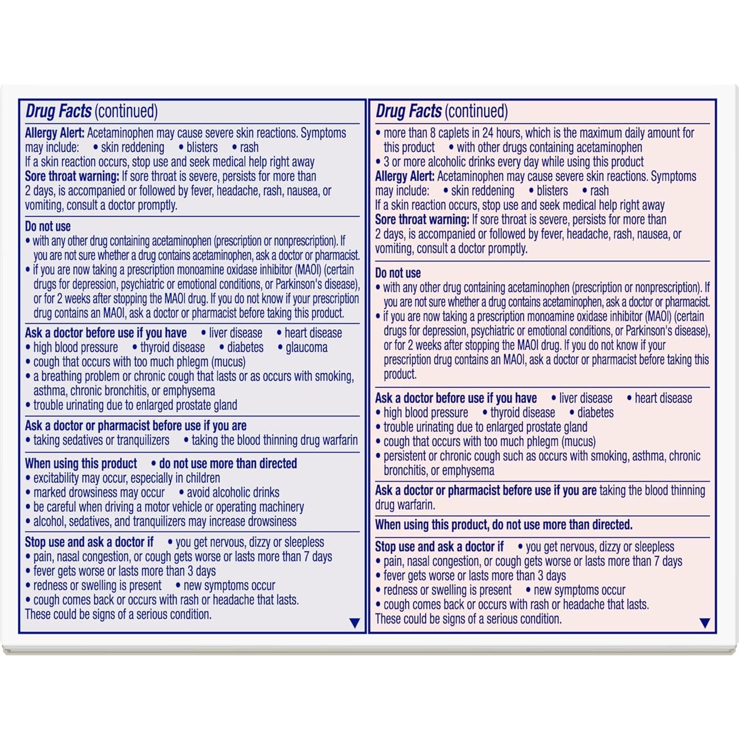 Vicks DayQuil y NyQuil VapoCOOL SEVERE 24 Contenido