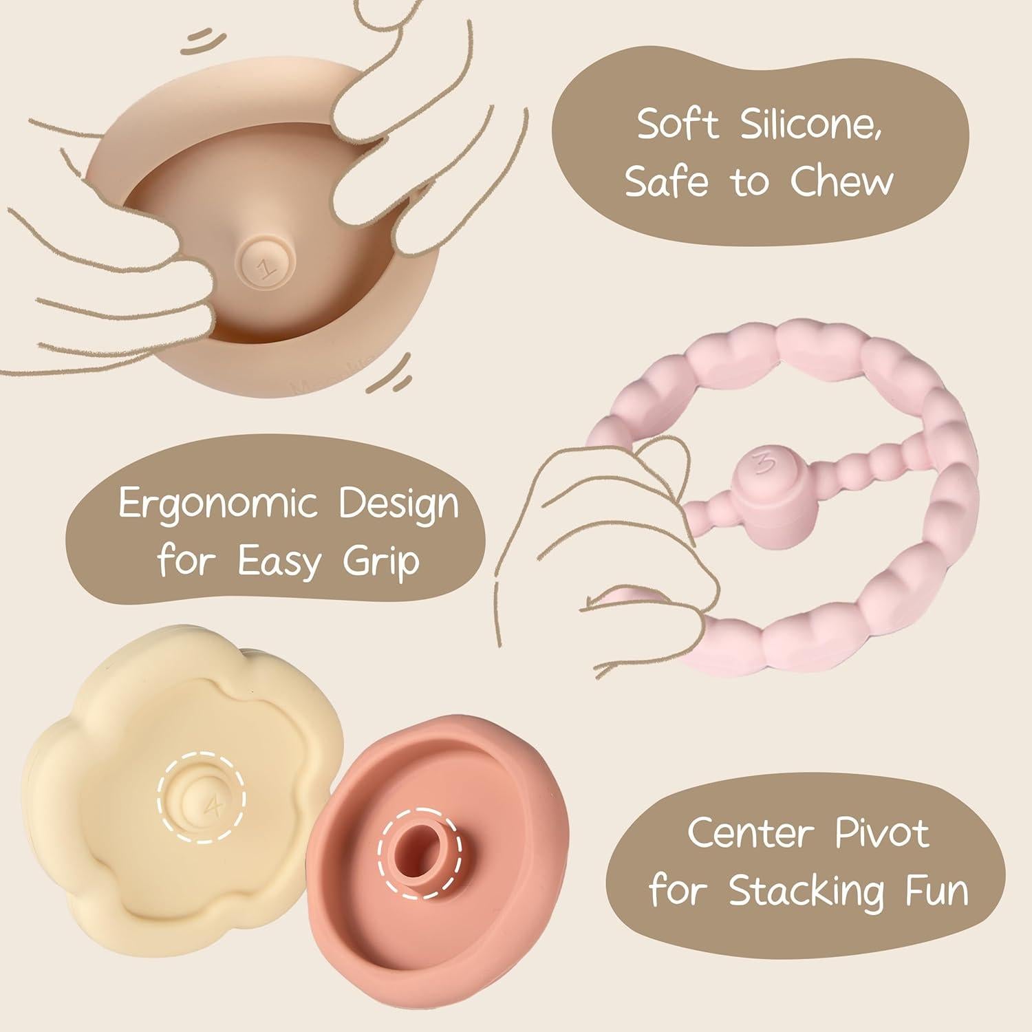 Juguete Apilable Moonkie Conejo 7 Piezas Silicona 0-5 Años