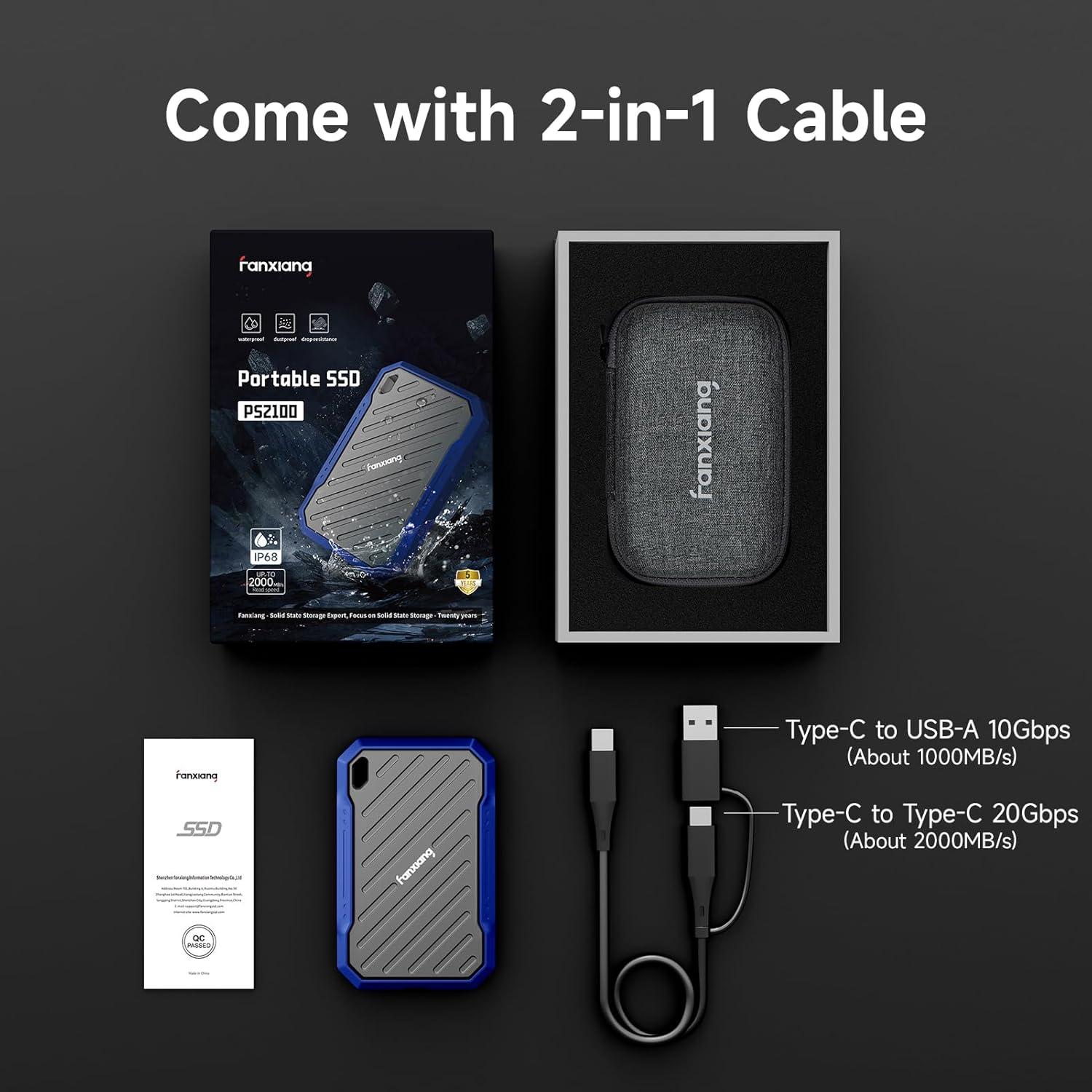 SSD Externo Portátil fanxiang 1TB USB 3.2 Gen2 IP68