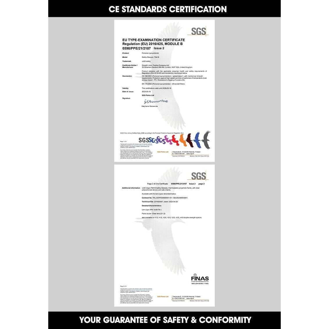 Gafas de Seguridad VoltX +1.0 Dioptría Lente Clara UV400