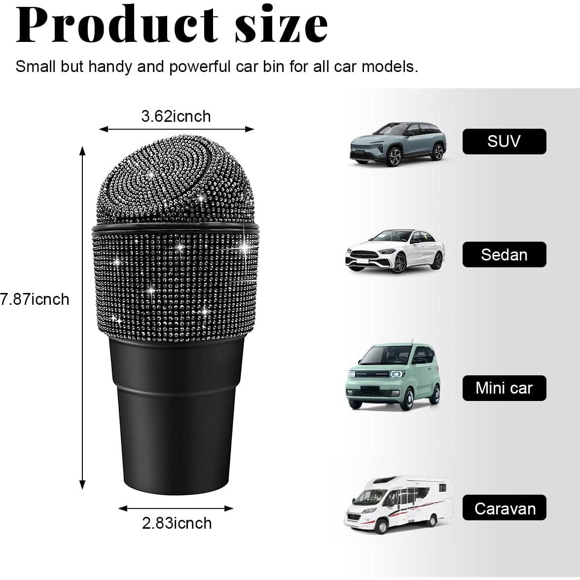Bote de Basura para Auto Yourkar Brillante con Tapa Negra