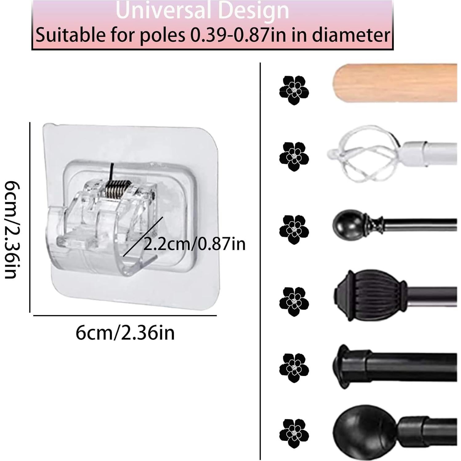 10 Soportes Adhesivos para Varillas de Cortina MaoMaoCha