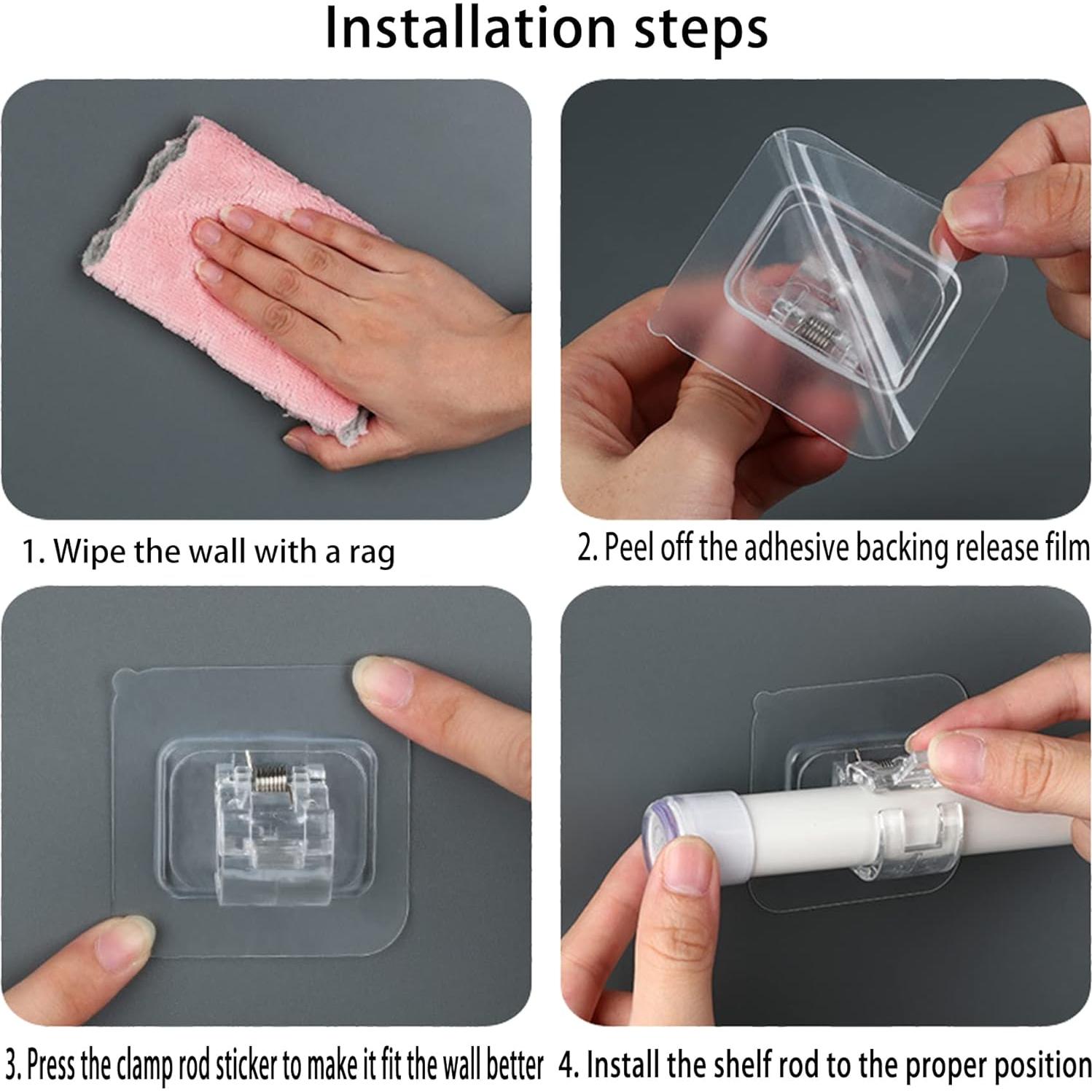 10 Soportes Adhesivos para Varillas de Cortina MaoMaoCha