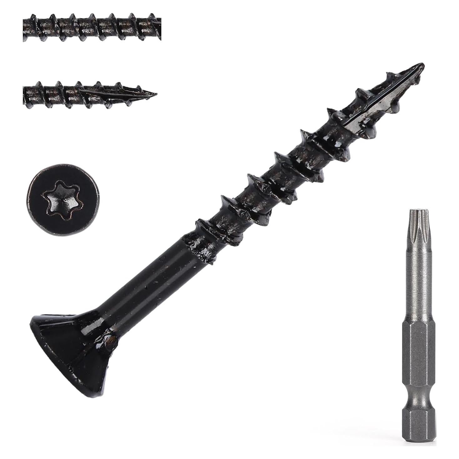 Tornillos de Madera Bobibbi 8x3.81 cm T25 Torx Negros 165 Pzas