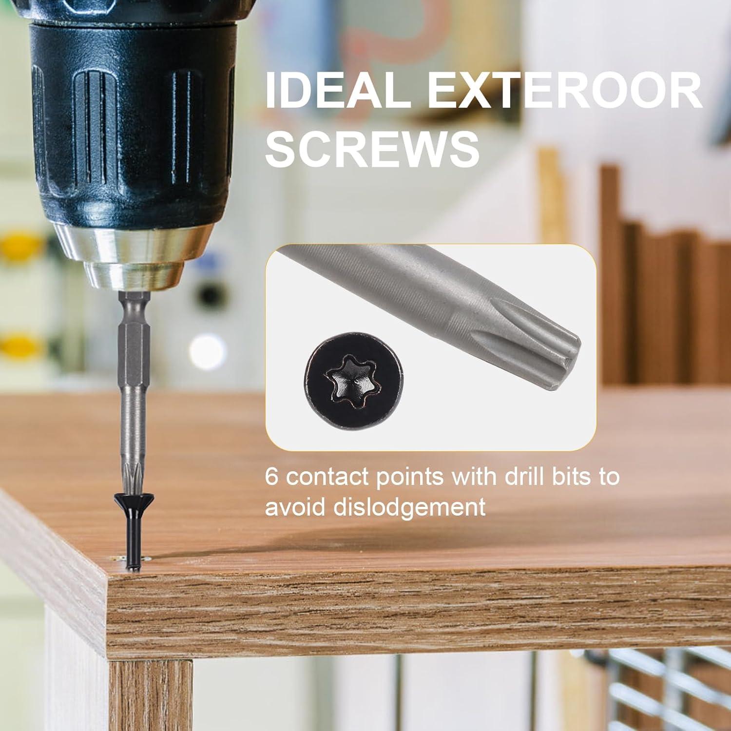 Tornillos de Madera Bobibbi 8x3.81 cm T25 Torx Negros 165 Pzas