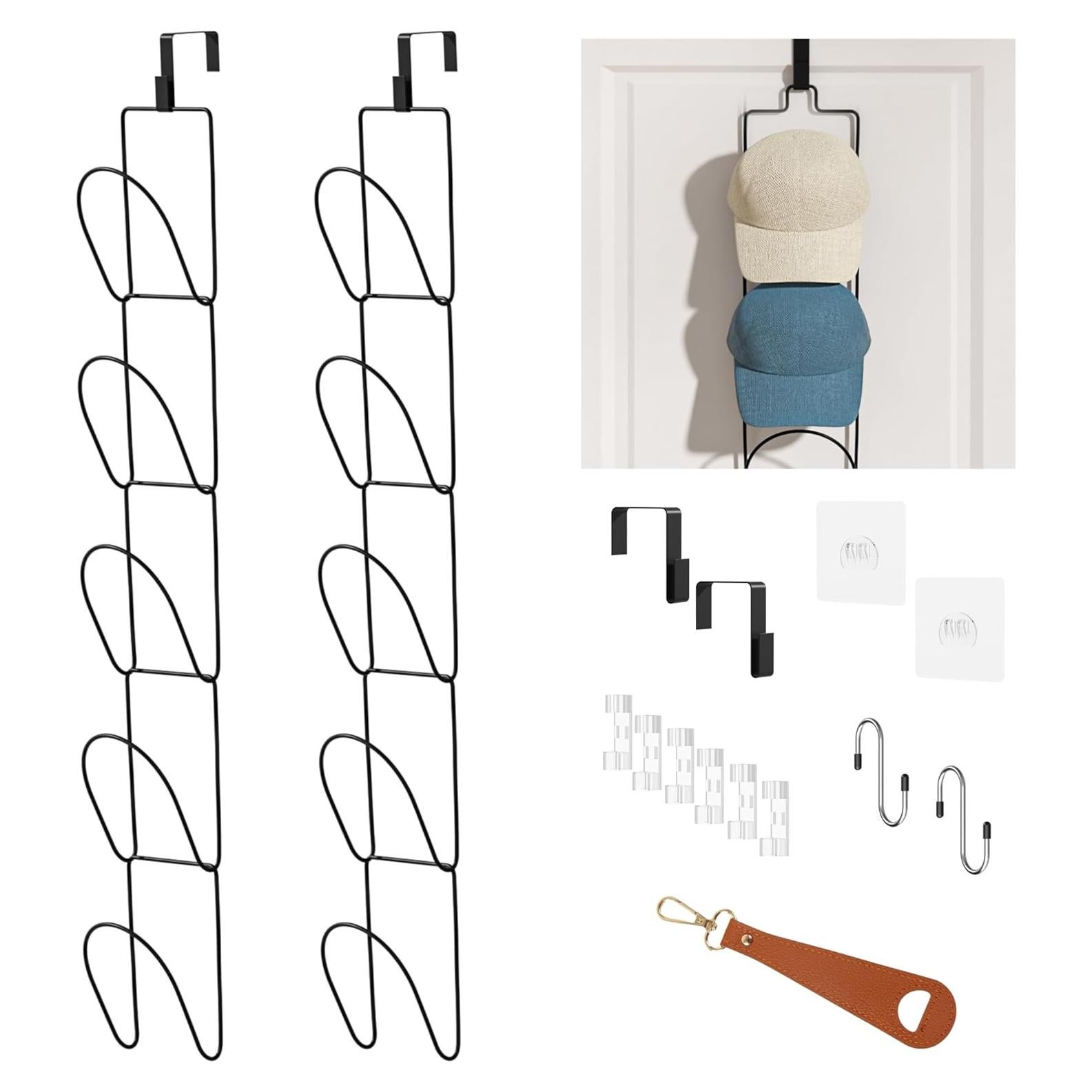 Organizador de Sombreros LINFIDITE 10 Piezas Negro Montado en Puerta