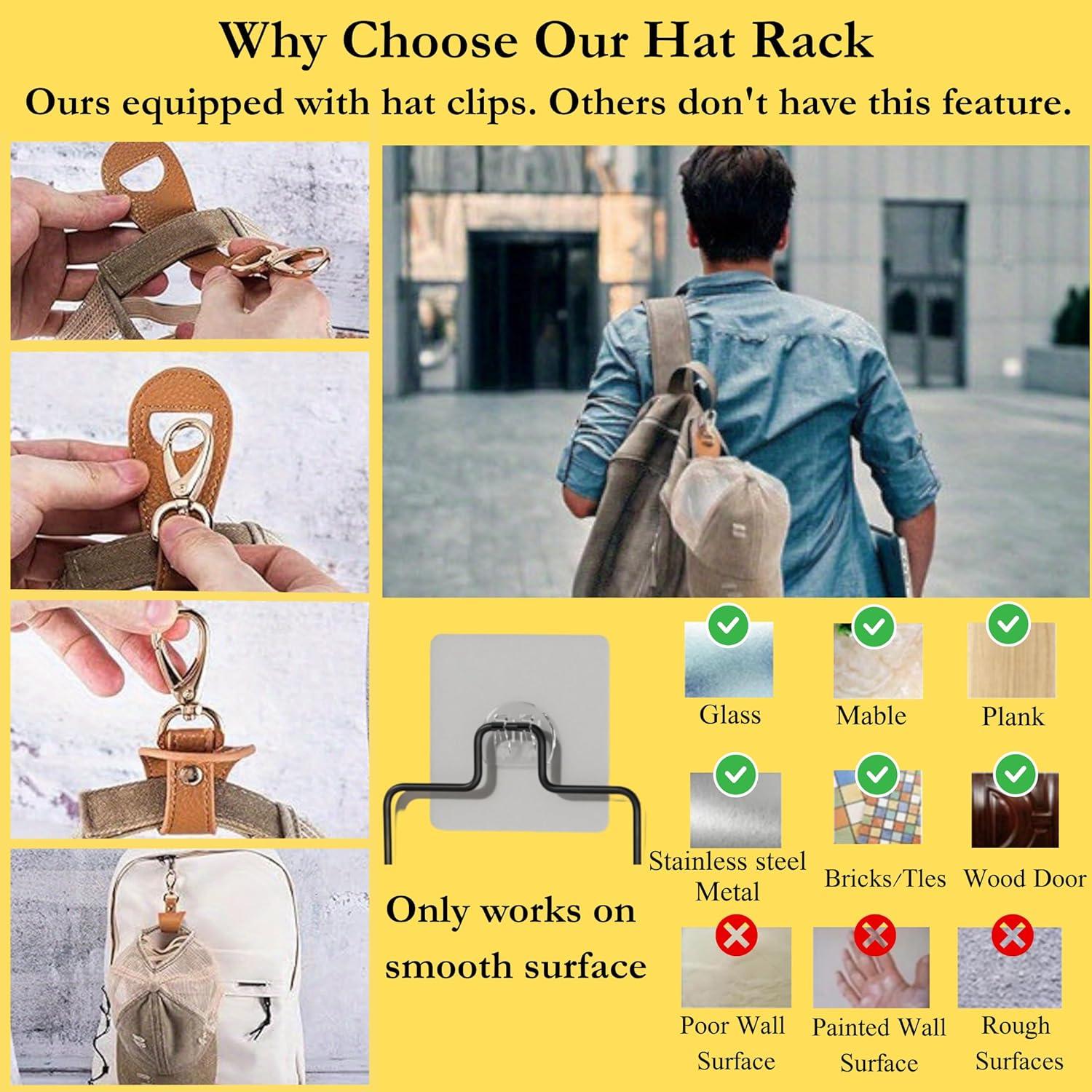 Organizador de Sombreros LINFIDITE 10 Piezas Negro Montado en Puerta