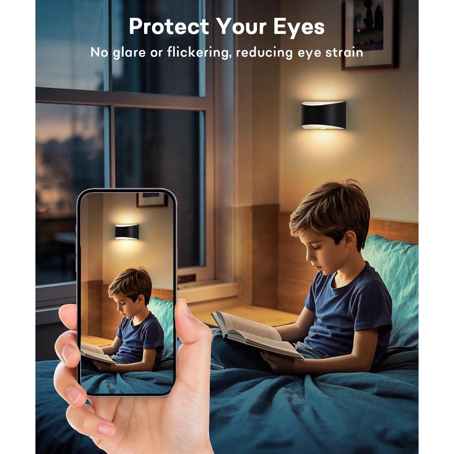 Juego de 2 Apliques de Pared LED Lightess 12W 3000K Negro