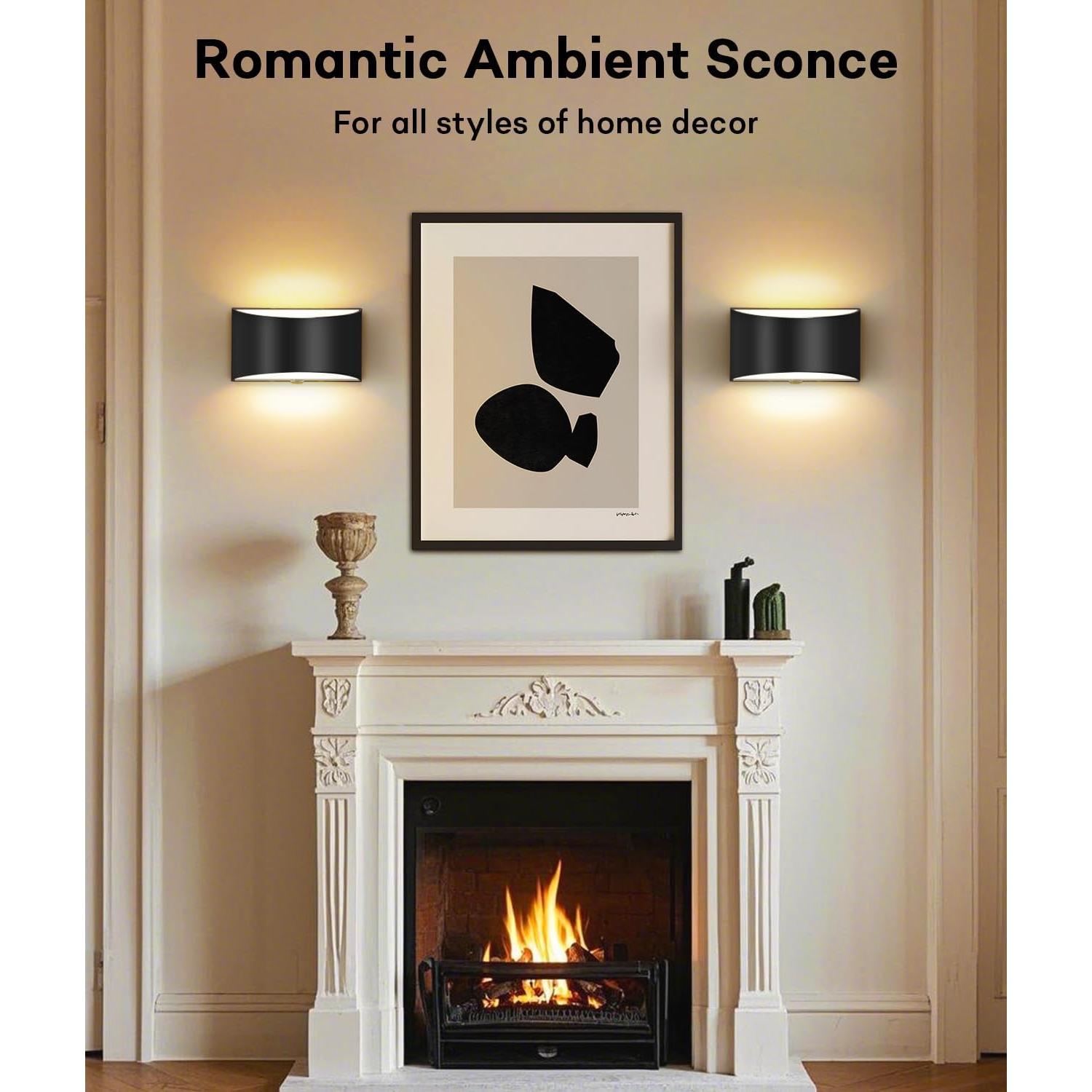 Juego de 2 Apliques de Pared LED Lightess 12W 3000K Negro