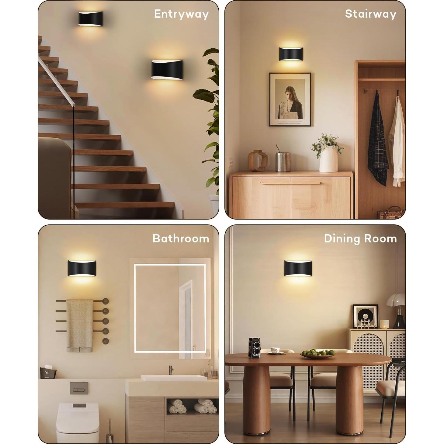 Juego de 2 Apliques de Pared LED Lightess 12W 3000K Negro