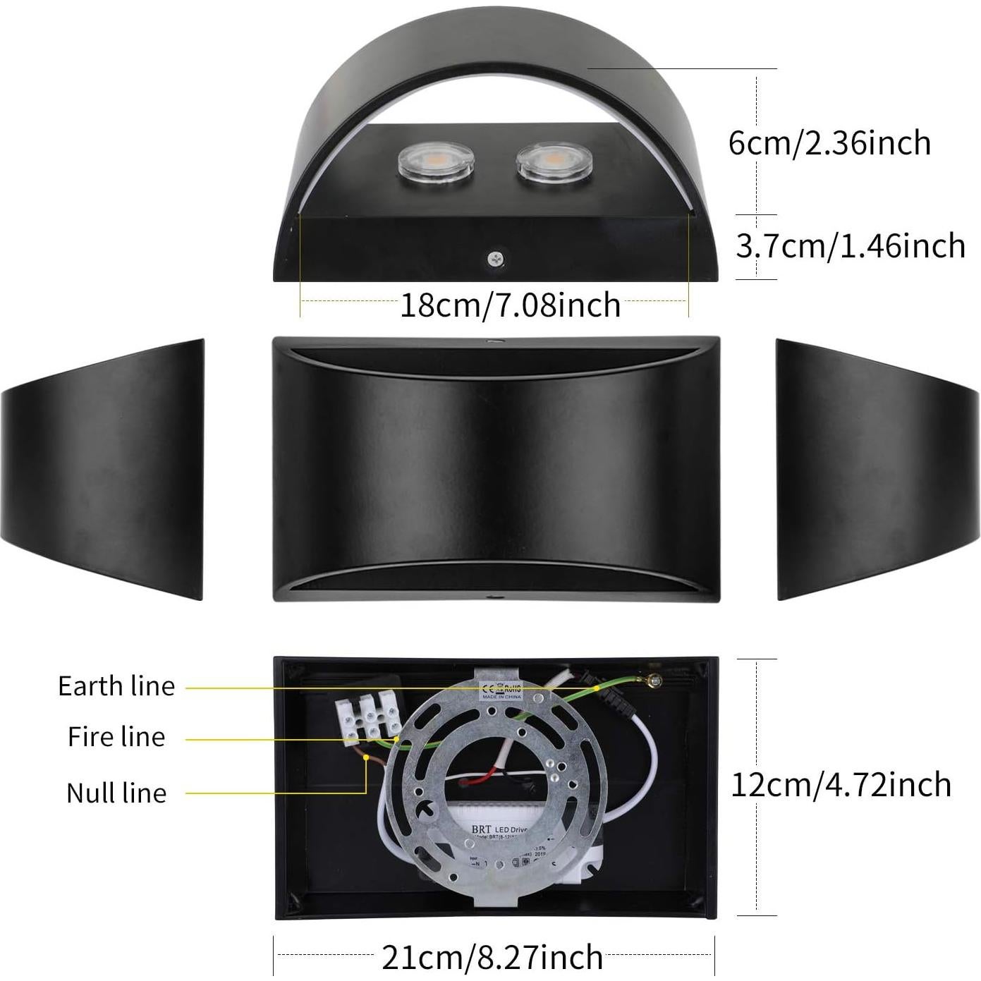 Juego de 2 Apliques de Pared LED Lightess 12W 3000K Negro