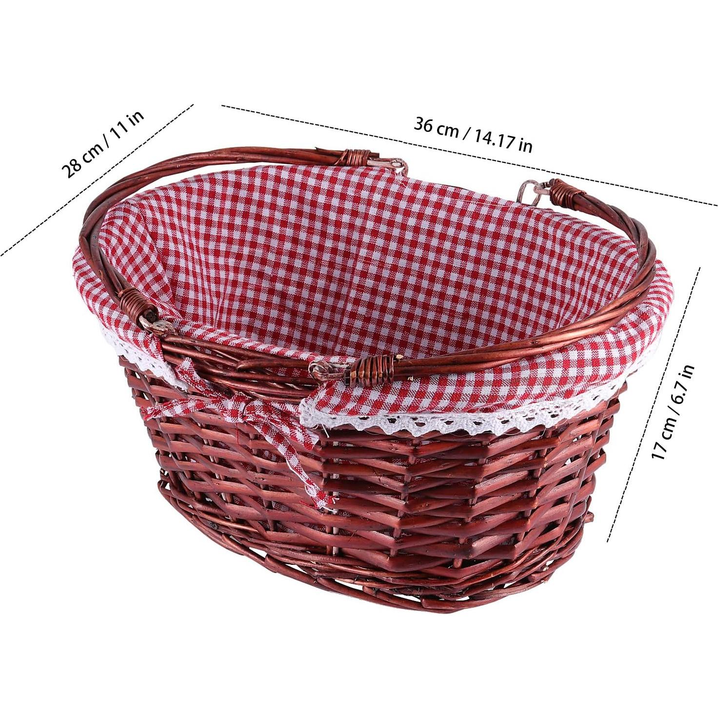 Cesta Tejida de Mimbre KINJOEK con Forro de Lino 35.8x27.9cm