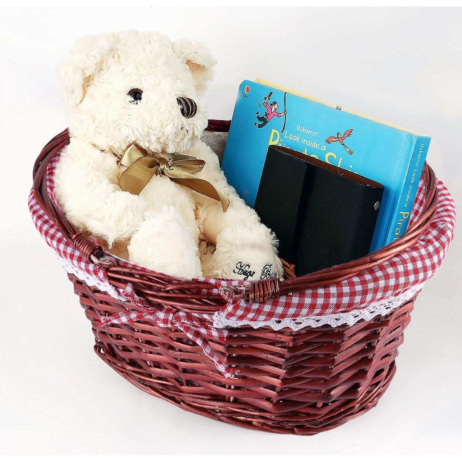 Cesta Tejida de Mimbre KINJOEK con Forro de Lino 35.8x27.9cm