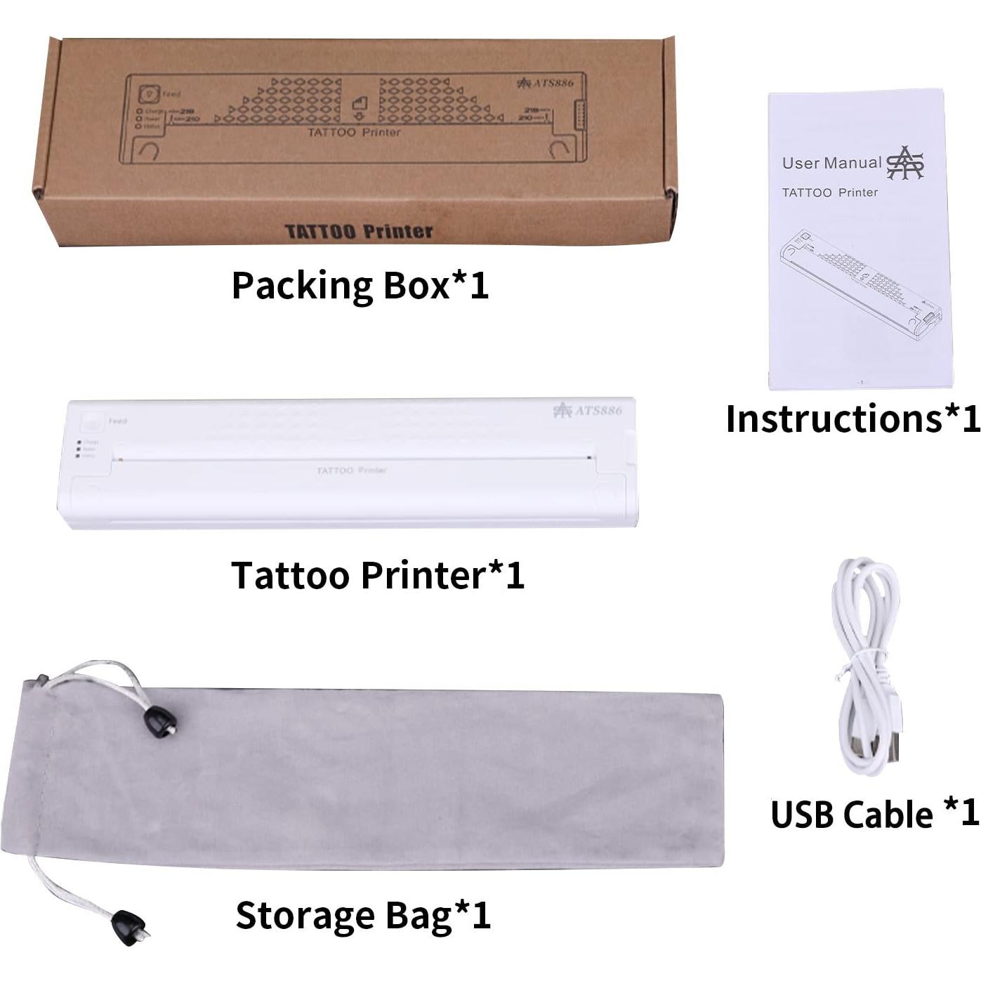 Impresora de Plantillas de Tatuaje YILONG ATS886 Inalámbrica Bluetooth