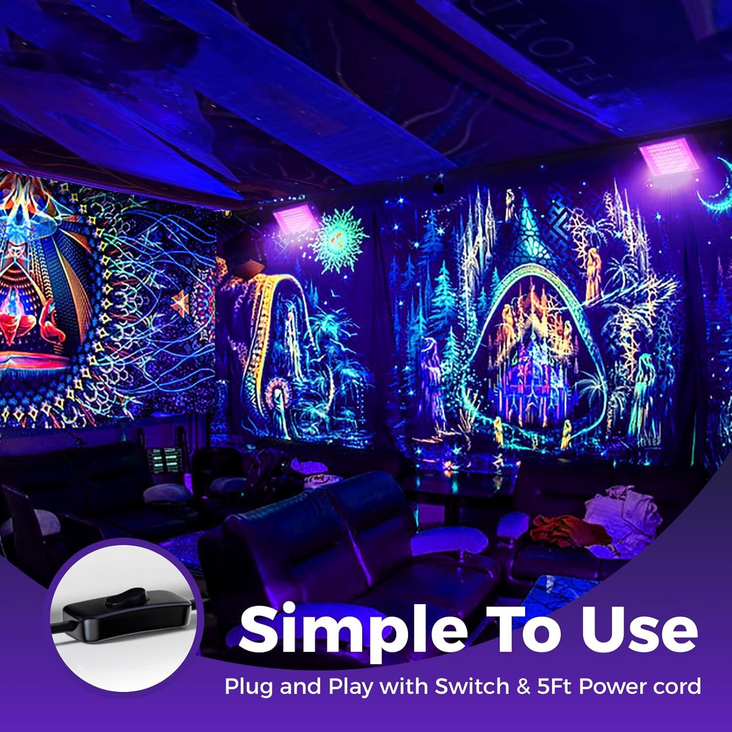 Luz Negra LED 100W AUROHOPE UV 385nm Impermeable IP66 Paquete 2