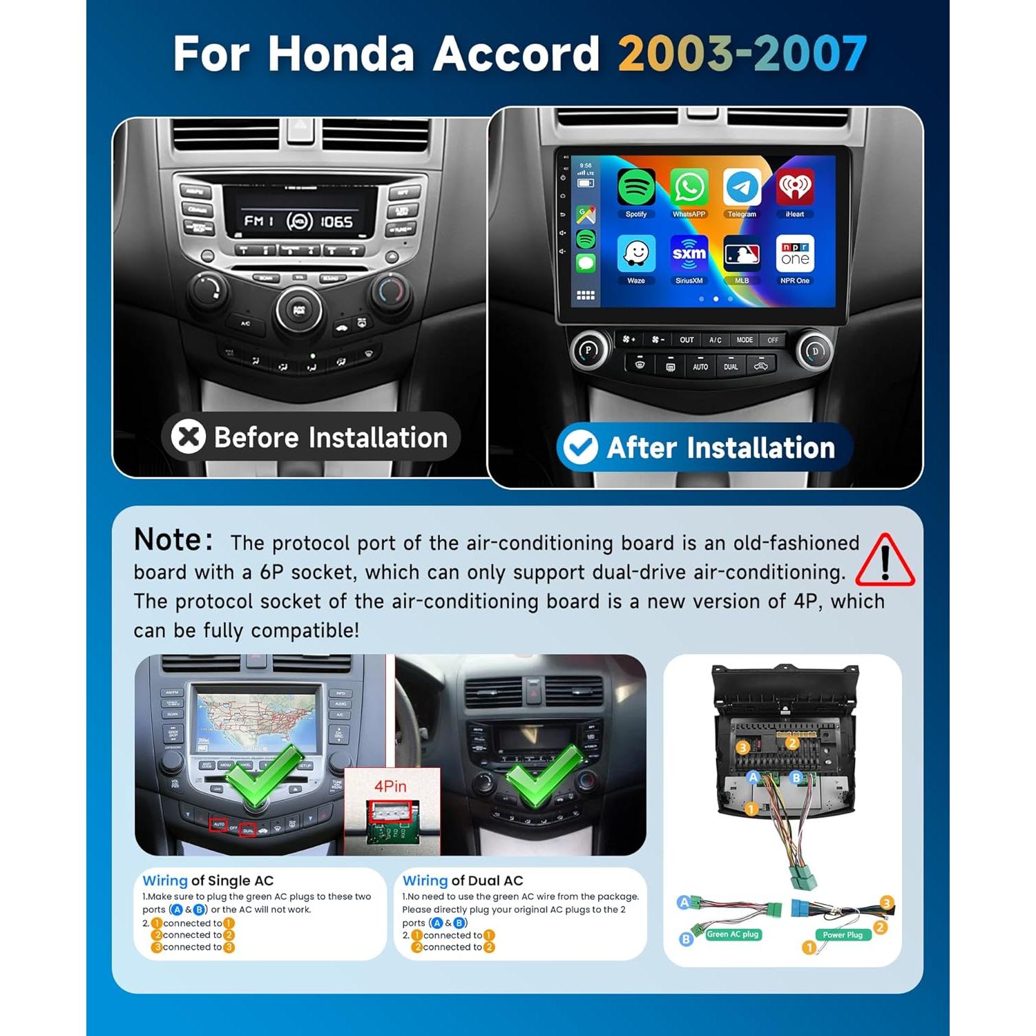Radio de Coche Android 10.1" METEESER para Honda Accord 2003-2007