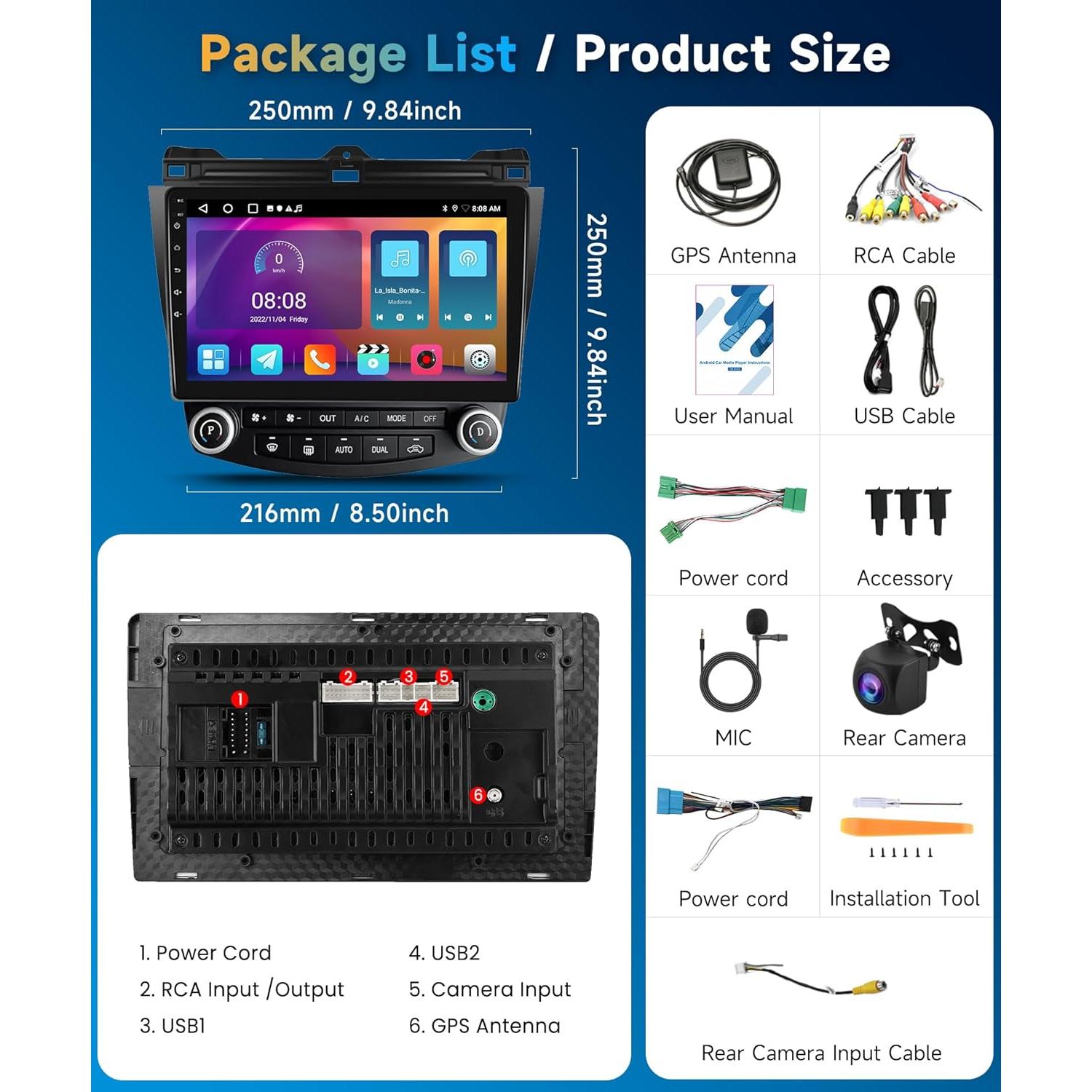 Radio de Coche Android 10.1" METEESER para Honda Accord 2003-2007