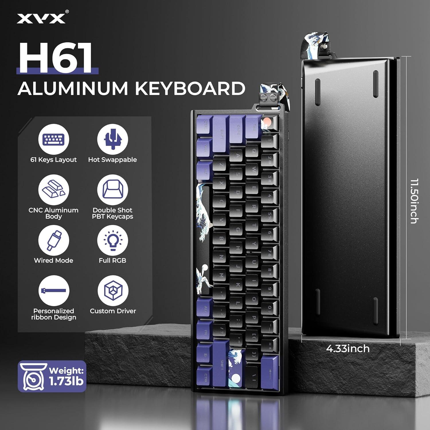 Teclado Mecánico XVX H61 60% Alámbrico RGB Anime Kanagawa