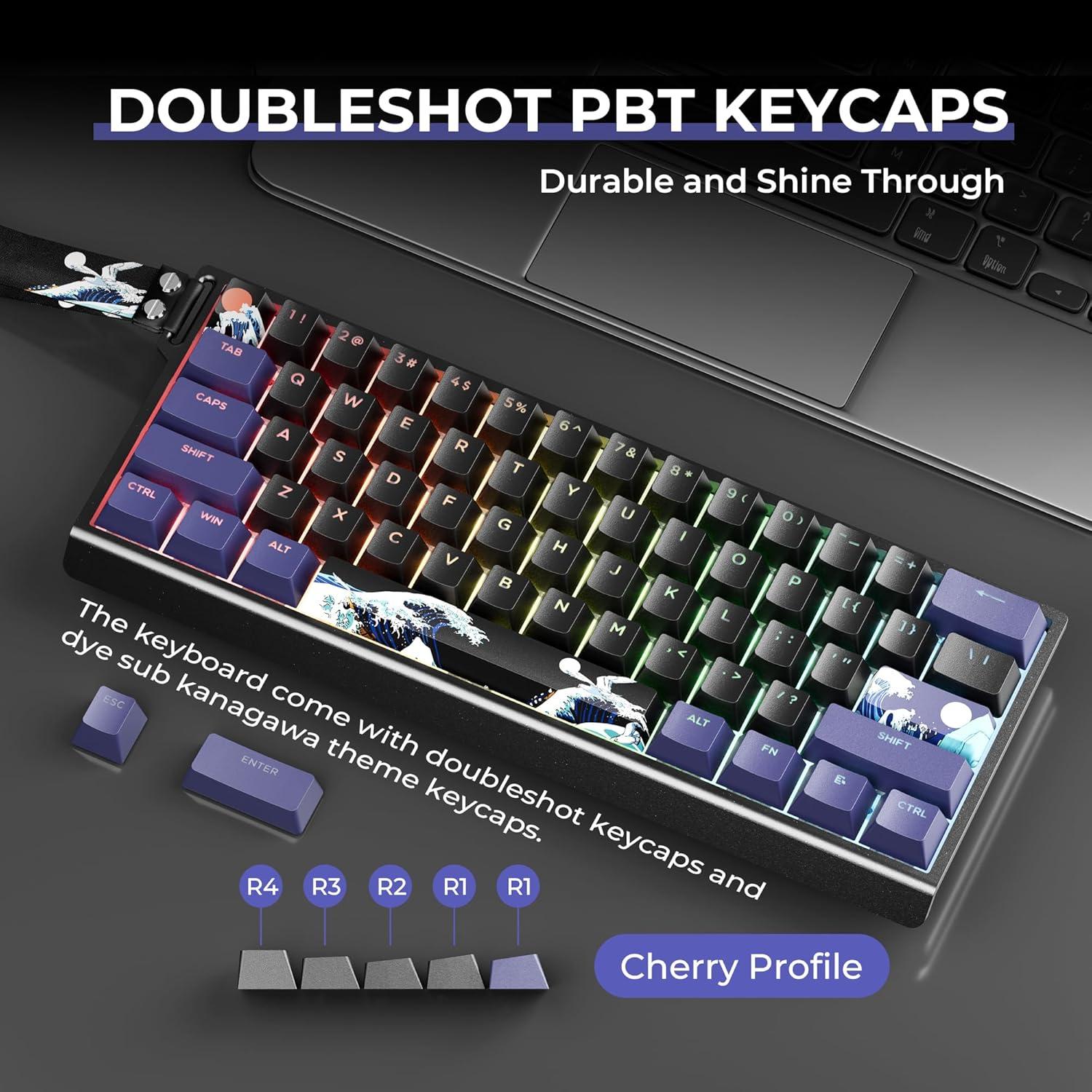 Teclado Mecánico XVX H61 60% Alámbrico RGB Anime Kanagawa