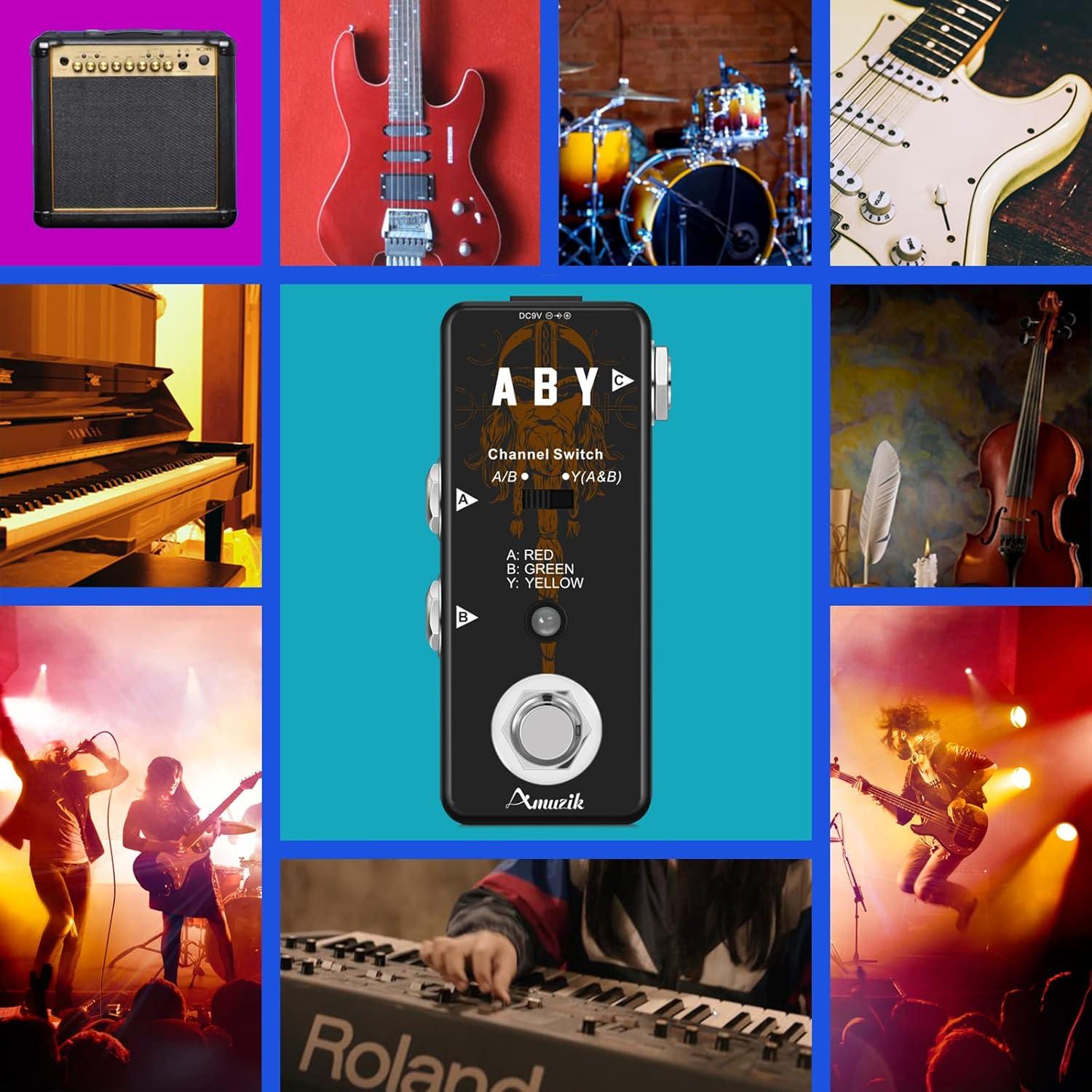 Pedal de Guitarra Amuzik ABY Box Selector True Bypass 9V