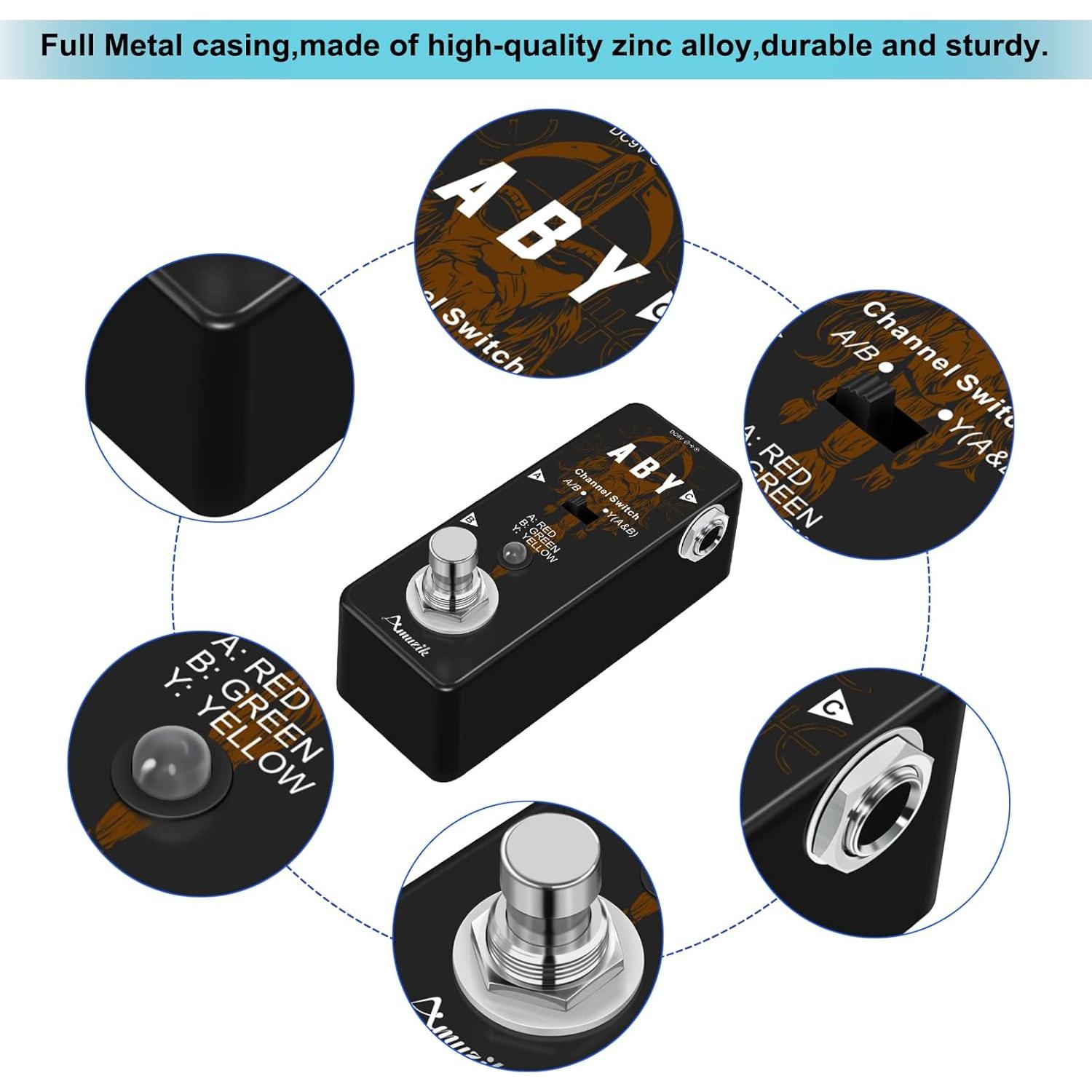 Pedal de Guitarra Amuzik ABY Box Selector True Bypass 9V