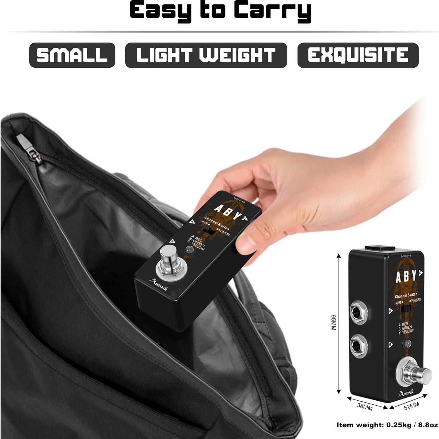 Pedal de Guitarra Amuzik ABY Box Selector True Bypass 9V