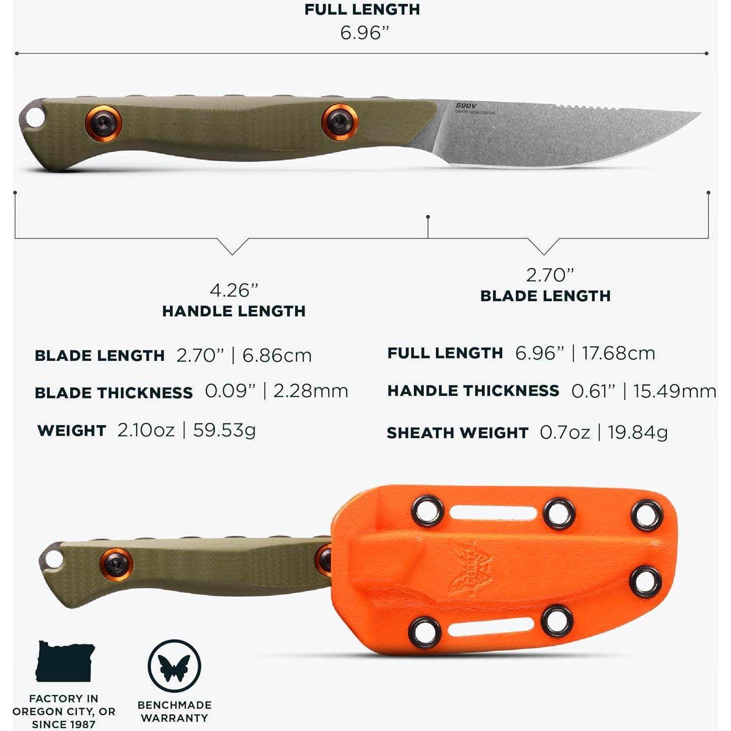 Cuchillo de Caza Benchmade Flyway 15700 Verde G10 6.86cm