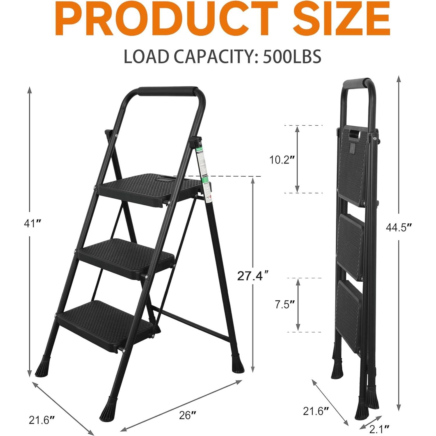 Escalera de 3 peldaños Arbusb Plegable Antideslizante