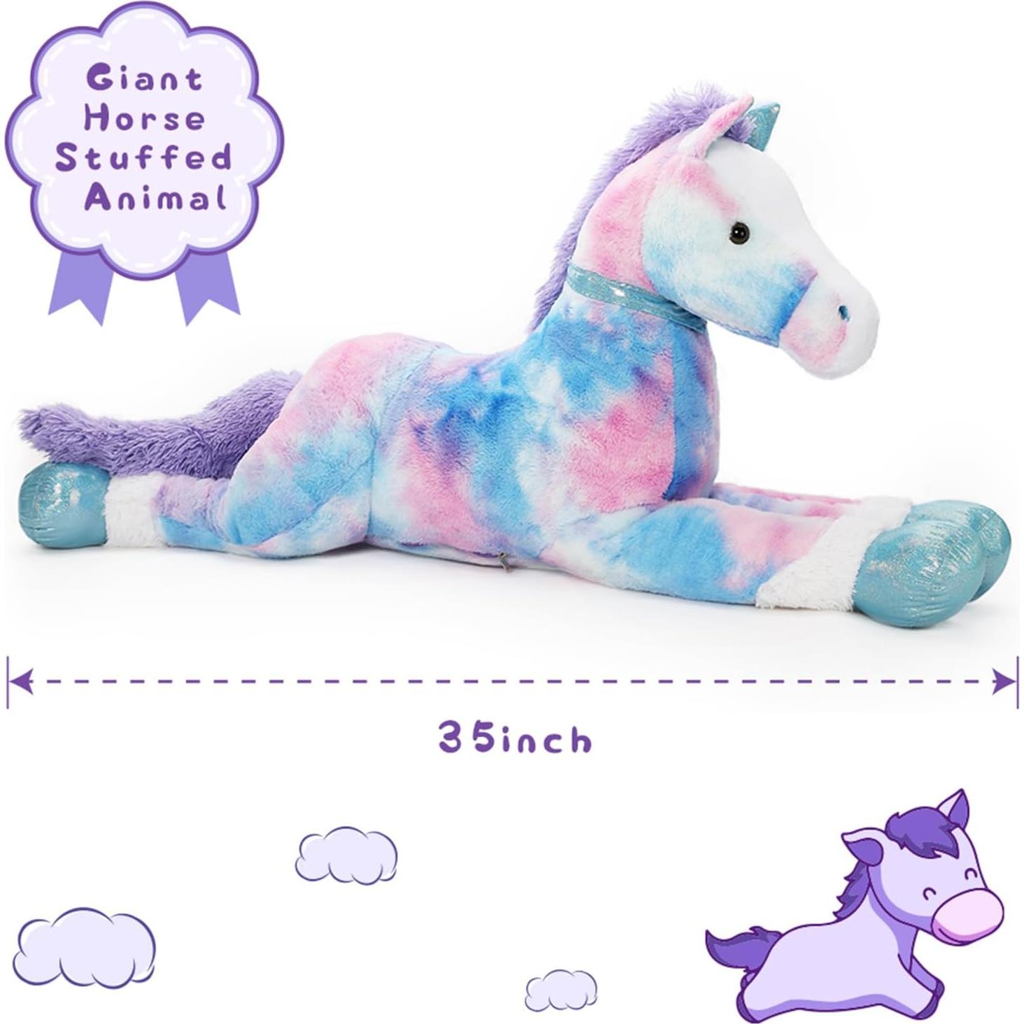 Caballo de Peluche Grande Tezituor 89 cm Azul Suave