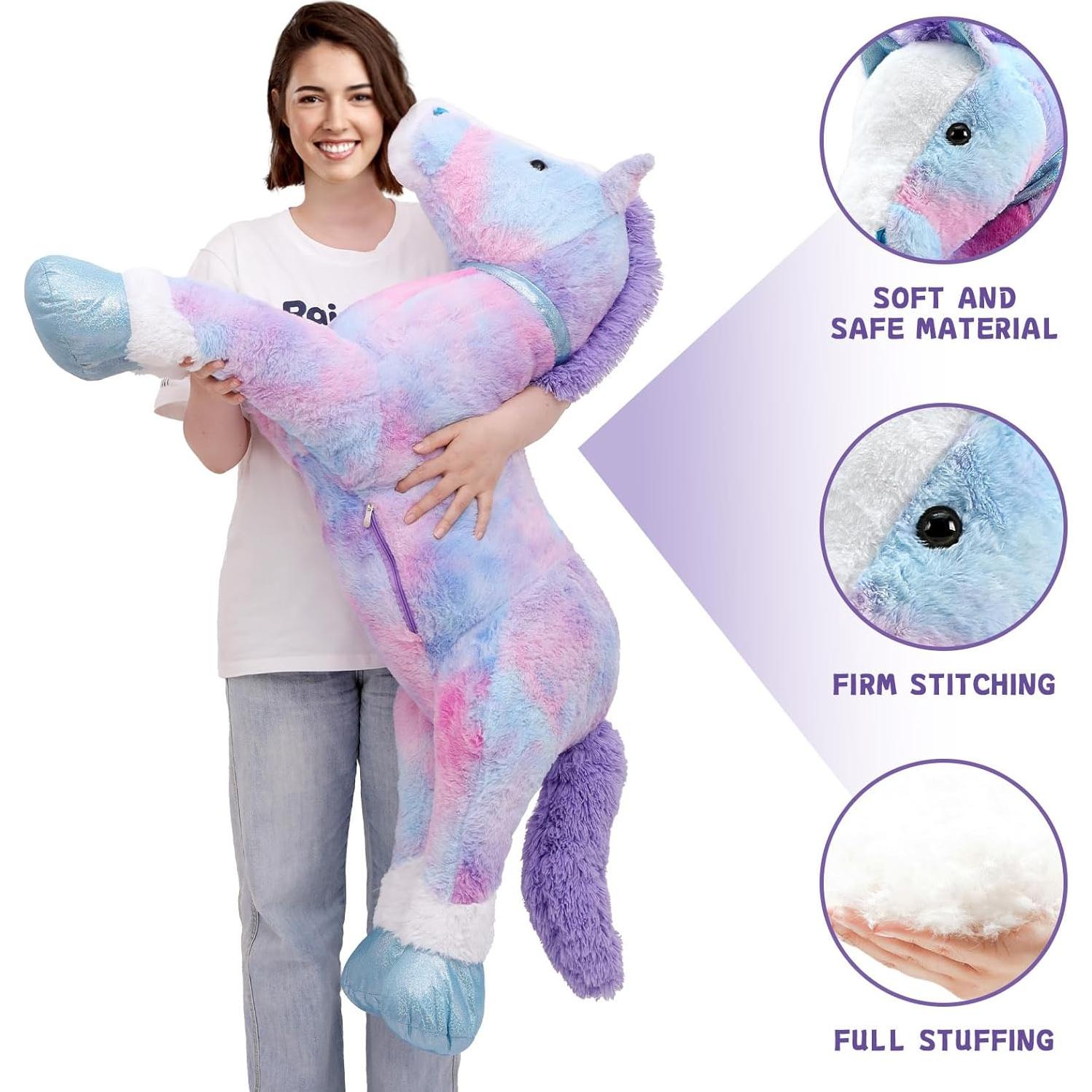 Caballo de Peluche Grande Tezituor 89 cm Azul Suave