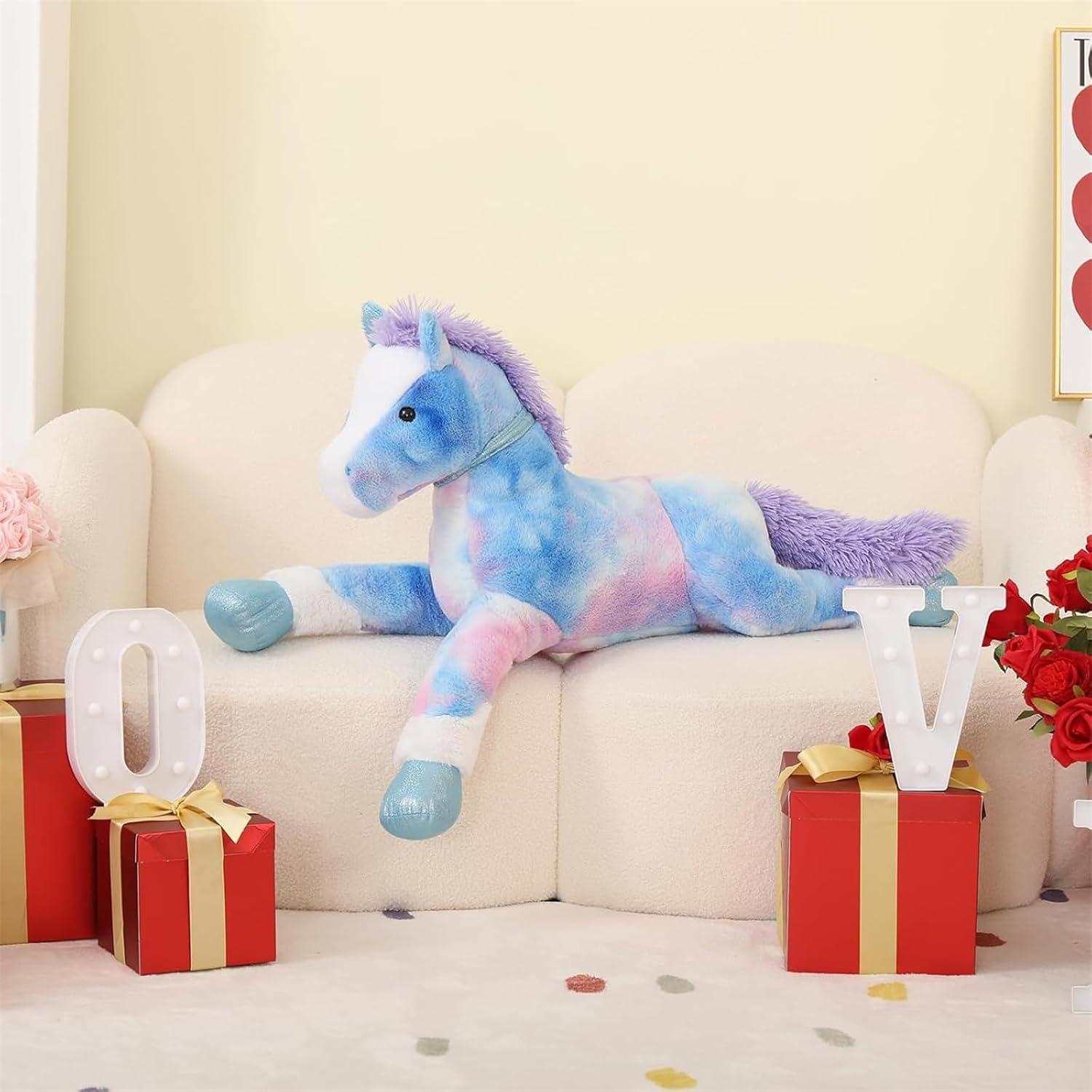 Caballo de Peluche Grande Tezituor 89 cm Azul Suave