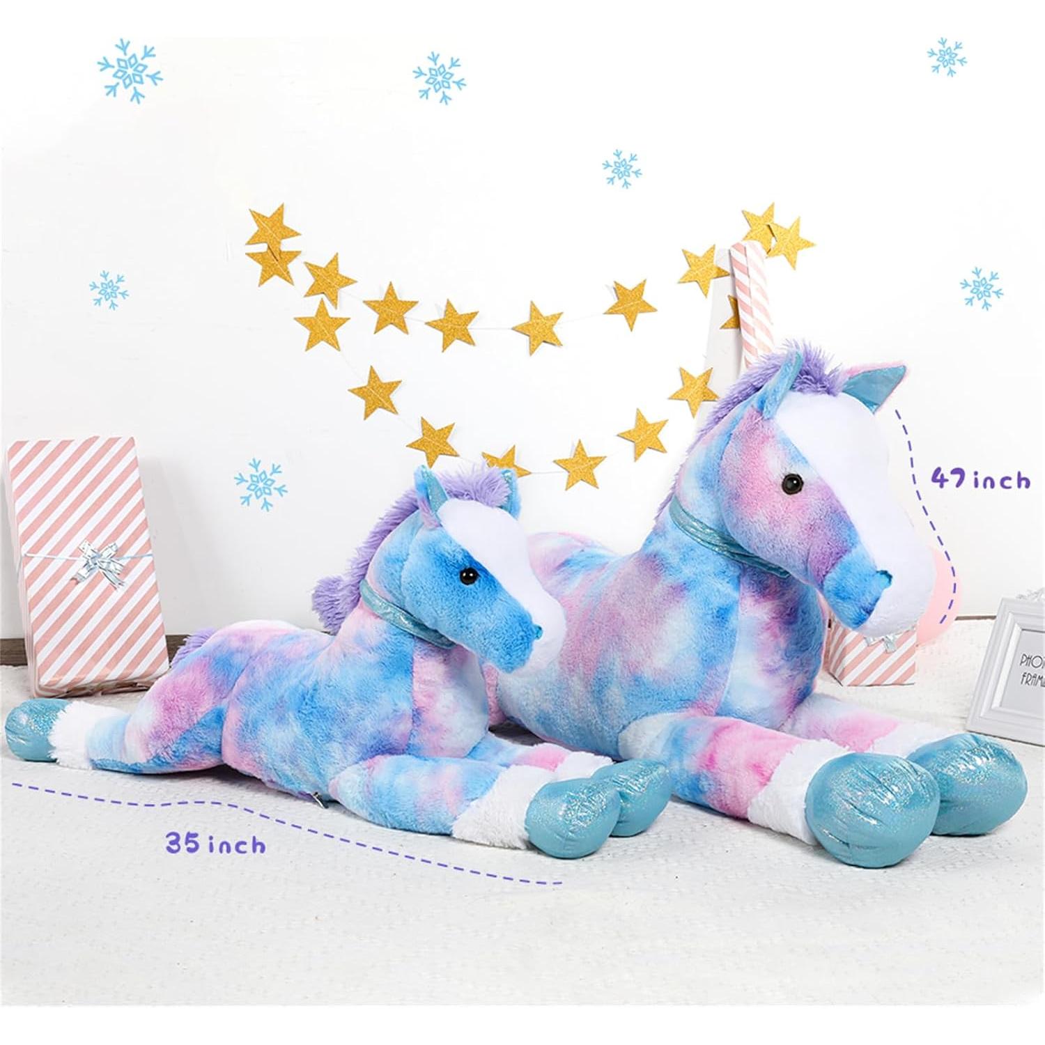 Caballo de Peluche Grande Tezituor 89 cm Azul Suave