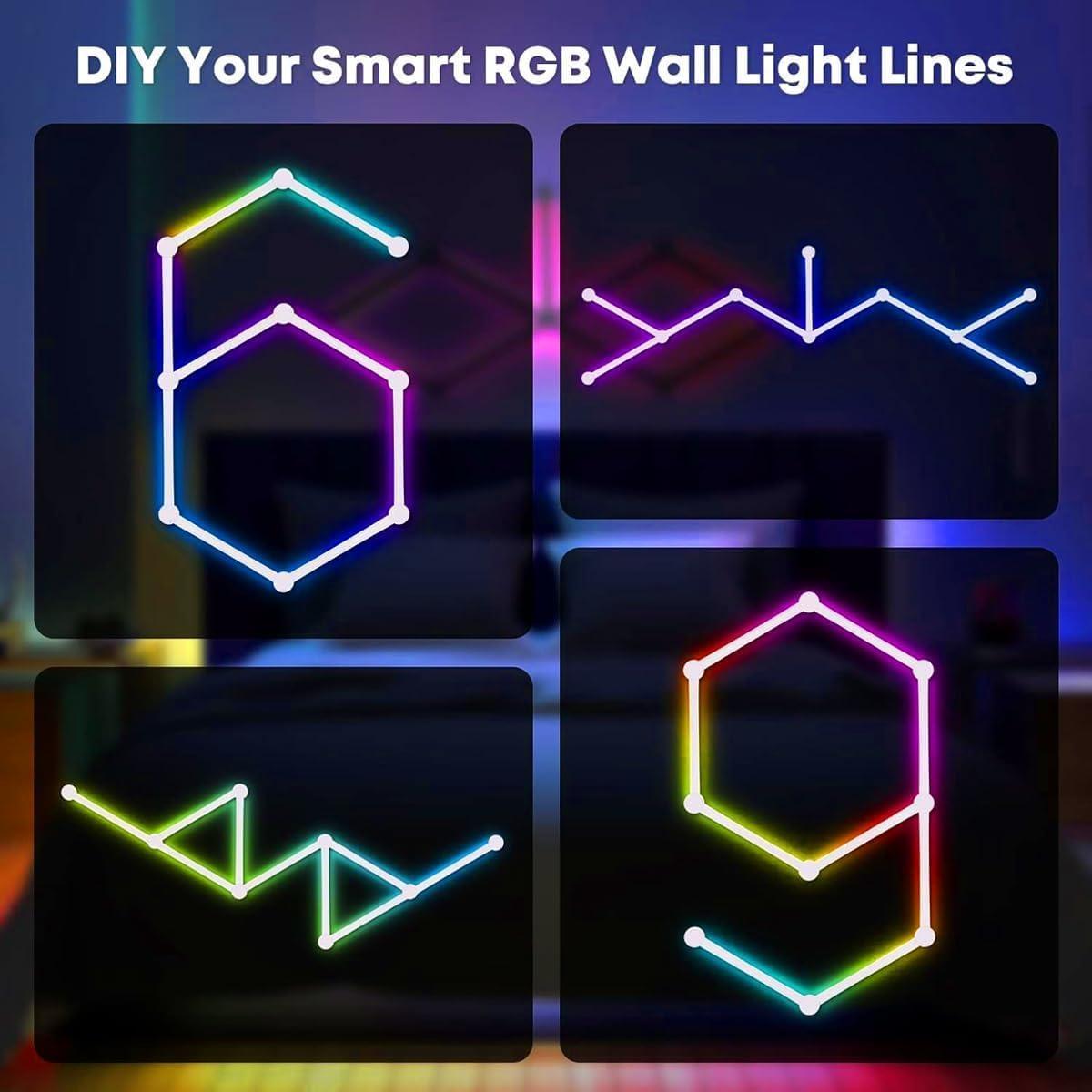 Luz de Pared Inteligente RGBIC VKTEKLAB 6 Líneas Blancas WiFi