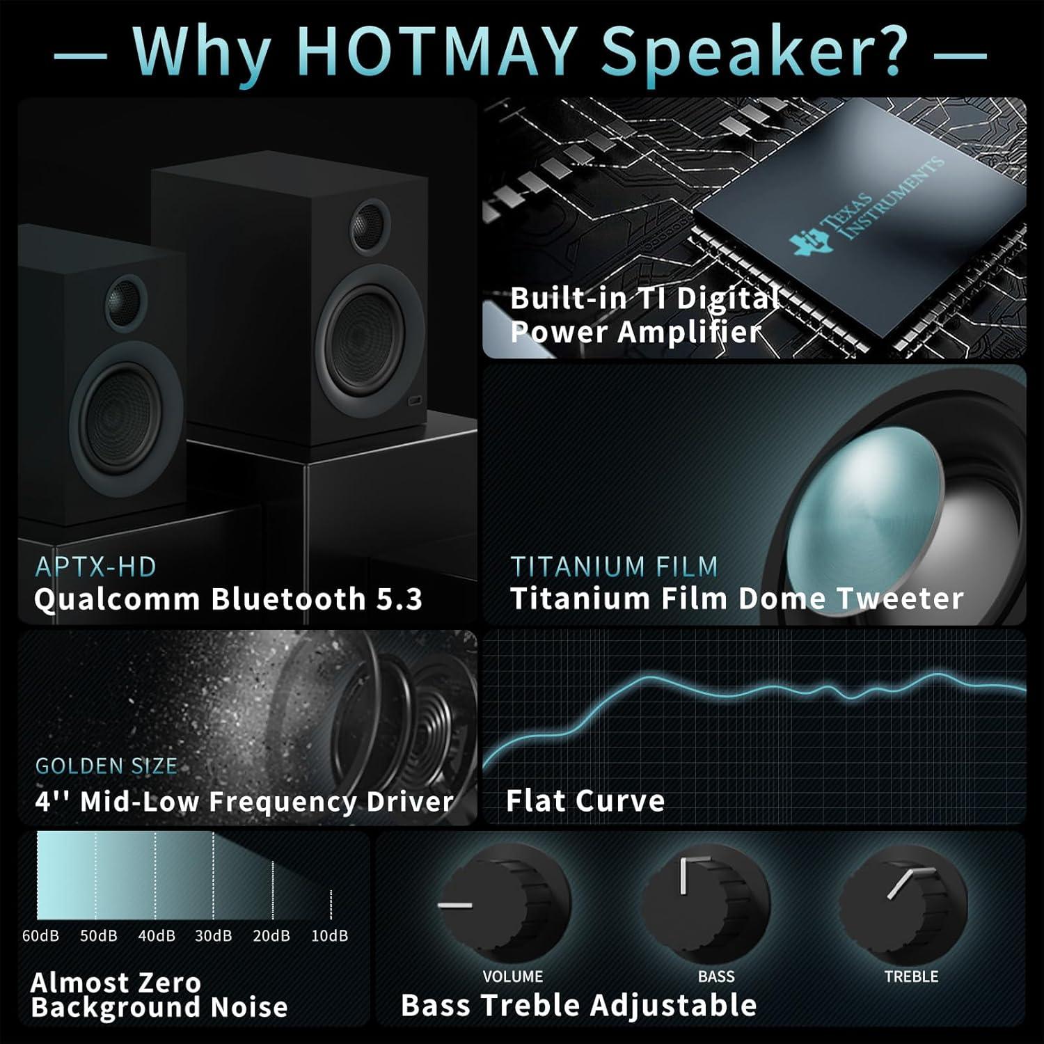 Altavoces de Estantería Bluetooth HOTMAY BS1 75W 4" Negro